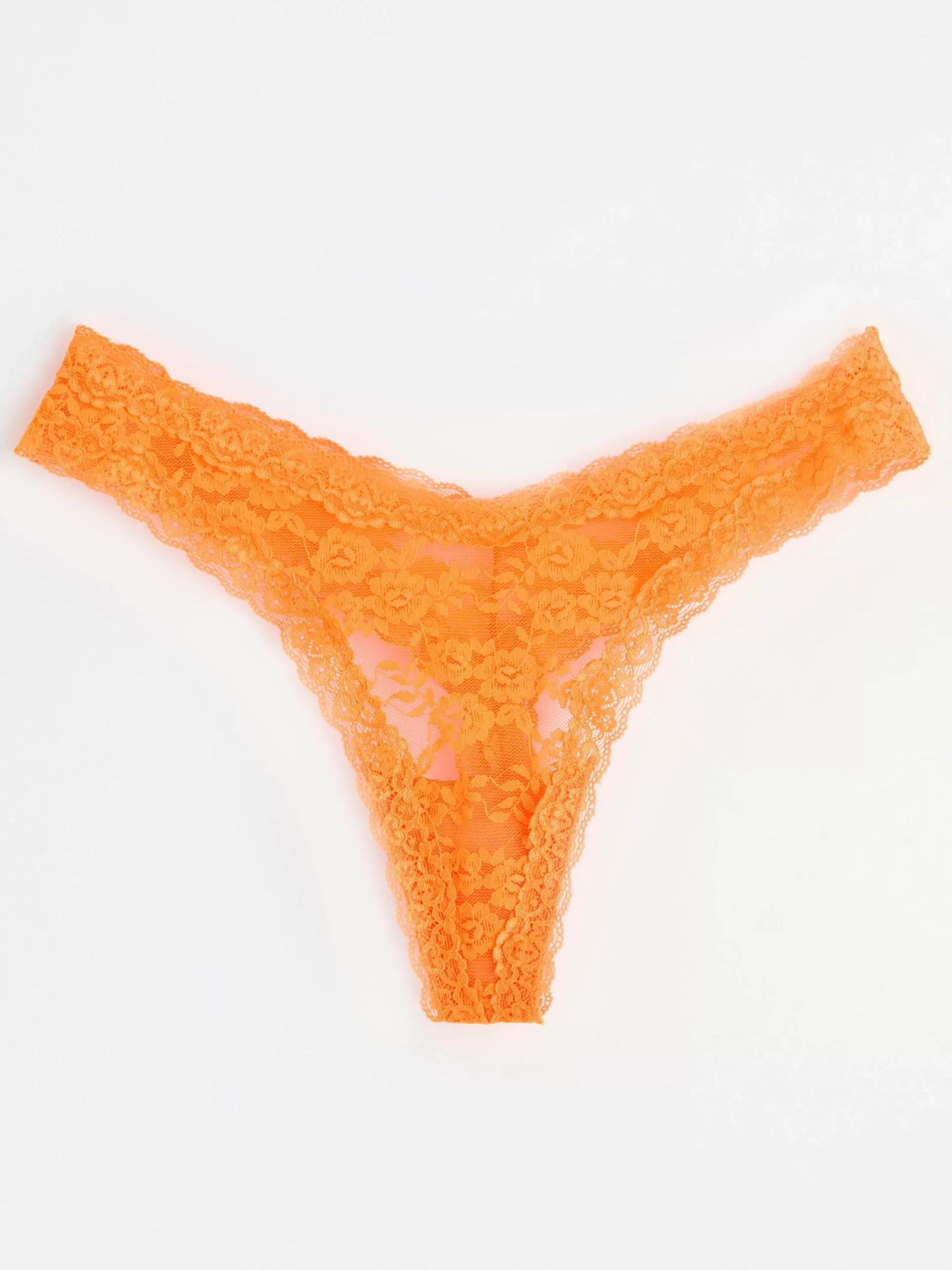 Trosor>Lindex Stringtrosa Low Waist Med Hogt Skuret Ben Och Spets Orange