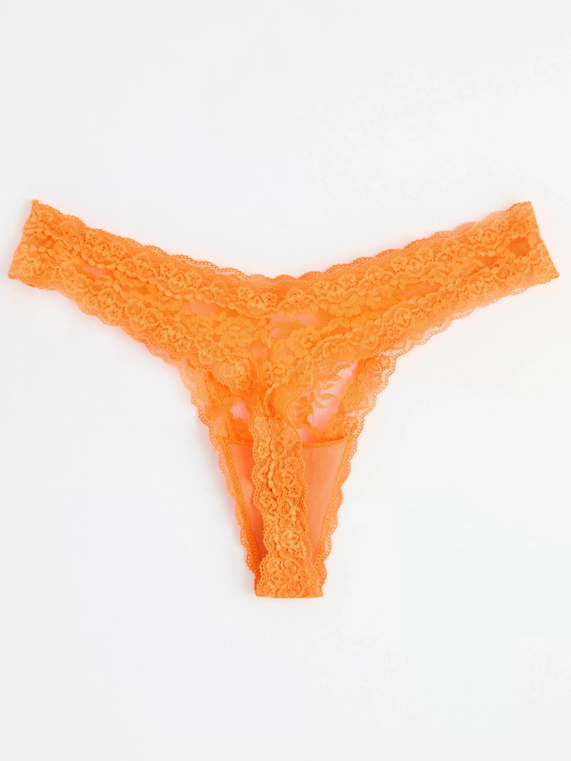Trosor>Lindex Stringtrosa Low Waist Med Hogt Skuret Ben Och Spets Orange