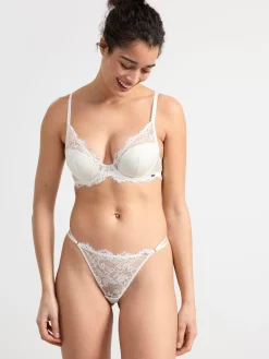 Trosor>Lindex Stringtrosa Low Waist Med Spets Light White