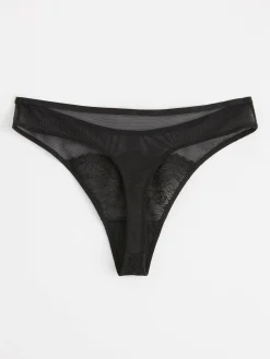Trosor>Lindex Stringtrosa Regular Waist Med Spets Black