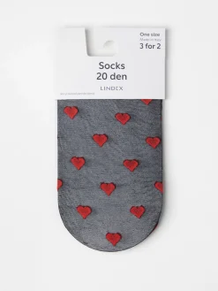 Strumpor>Lindex Strumpor I 20 Denier Med Hjartan Black