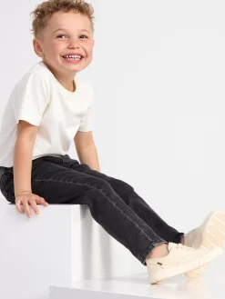 Byxor & Leggings>Lindex Sture Jeans Med Rakt Ben Och Normalhog Pull-Up-Midja Black