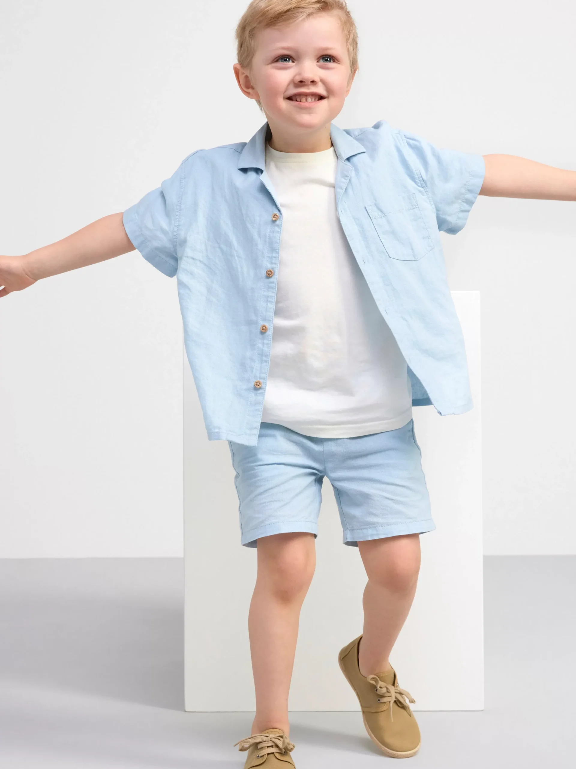 Byxor & Leggings>Lindex Sven Shorts Med Normalhog Midja Och Rakt Ben I Linneblandning Light Blue