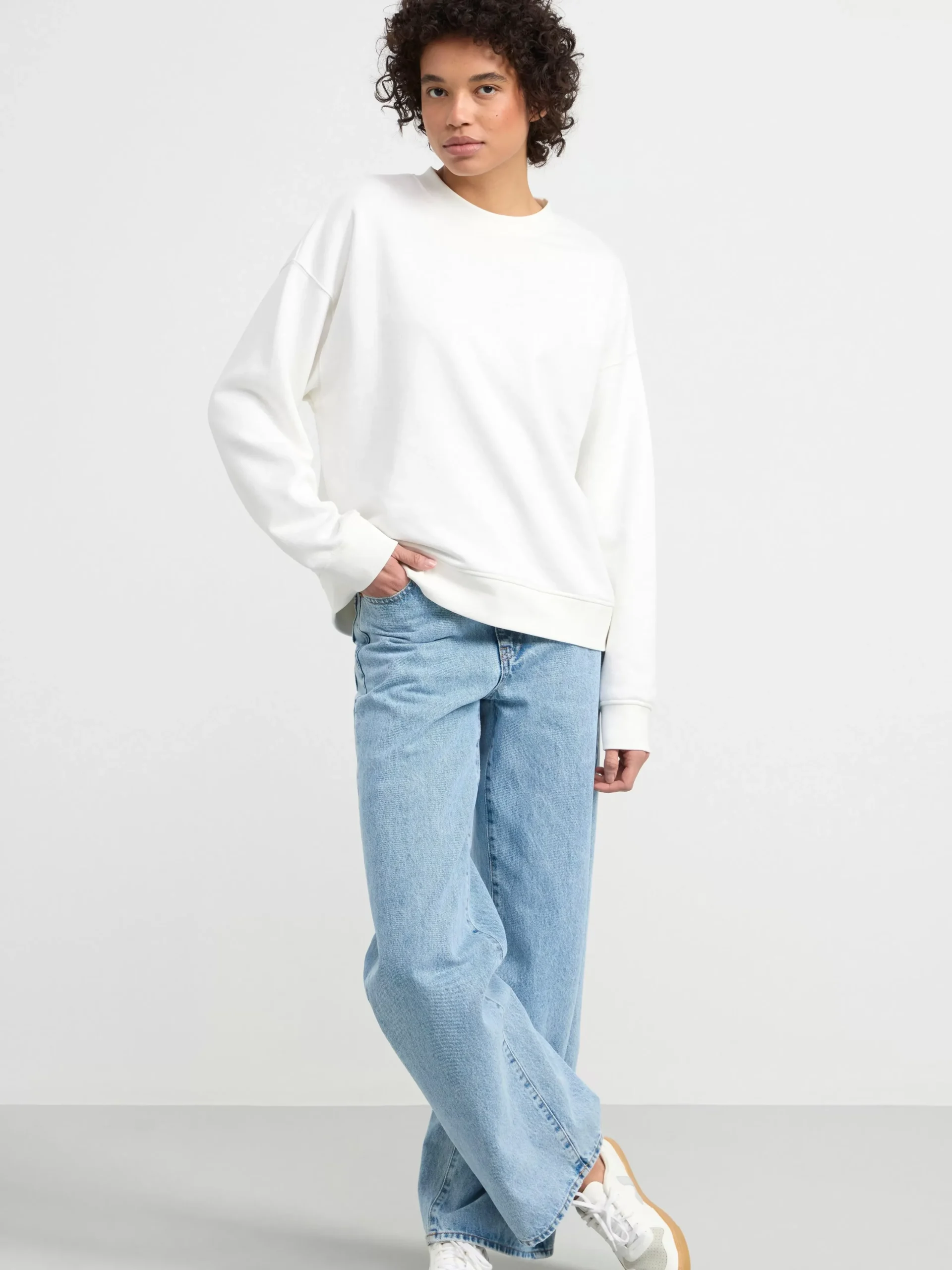 Toppar & T-Shirts>Lindex Sweatshirt I Oversize-Modell Off White