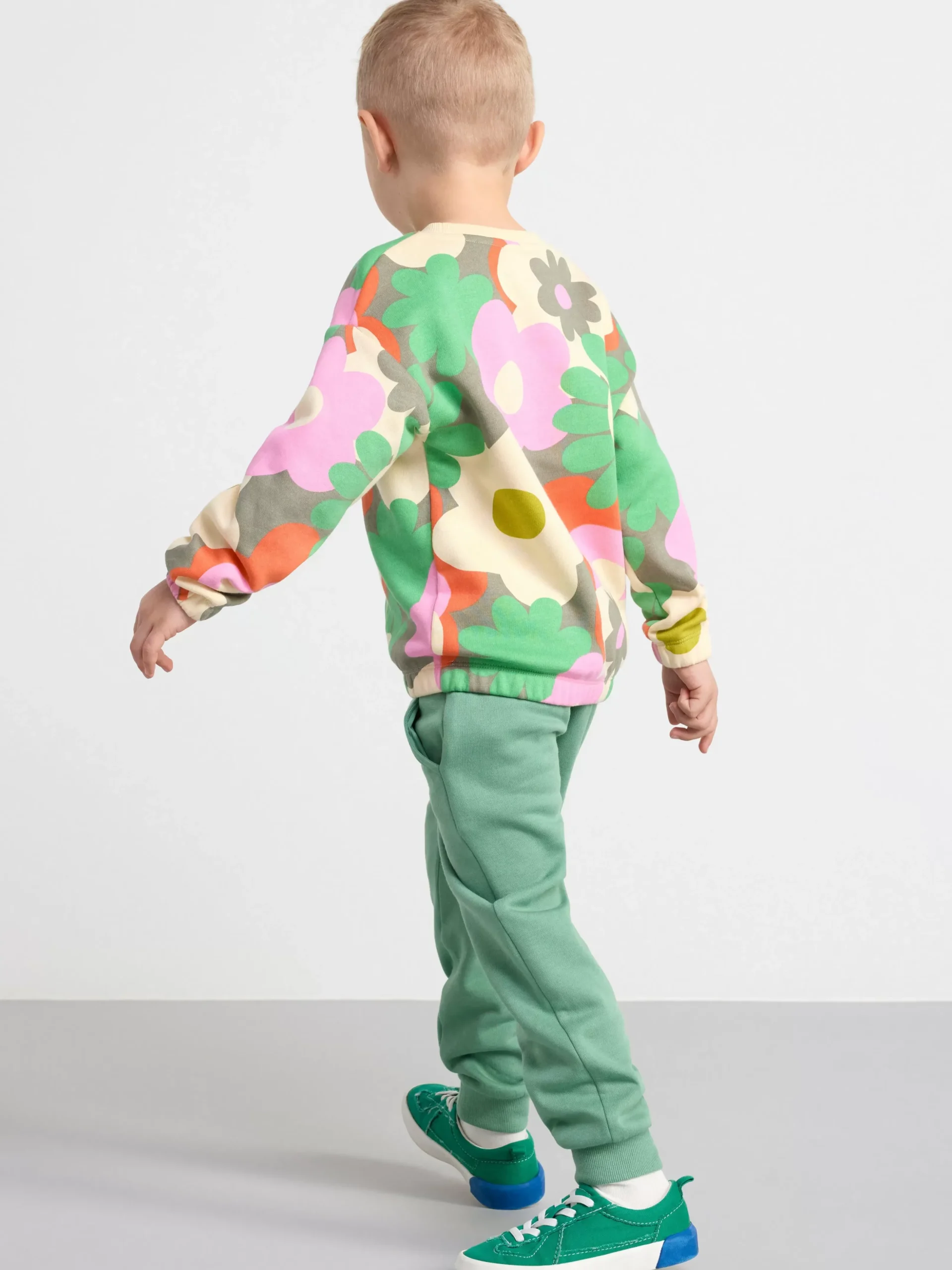 Tröjor & Cardigans>Lindex Sweatshirt Med Blommor Och Borstad Insida Light Dusty Khaki