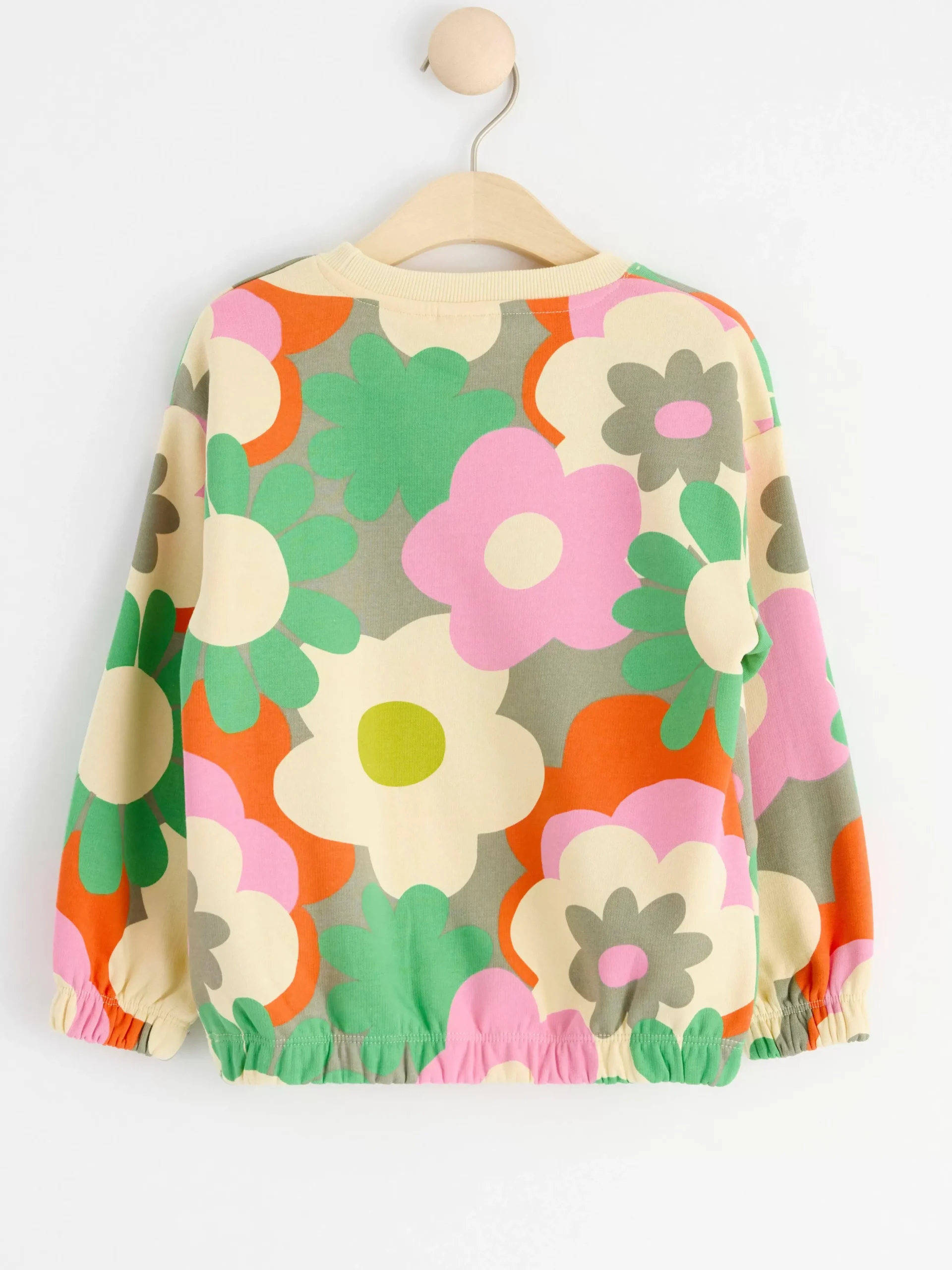 Tröjor & Cardigans>Lindex Sweatshirt Med Blommor Och Borstad Insida Light Dusty Khaki