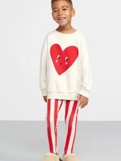 Tröjor & Cardigans>Lindex Sweatshirt Med Borstad Insida Och Hjarta Light Beige