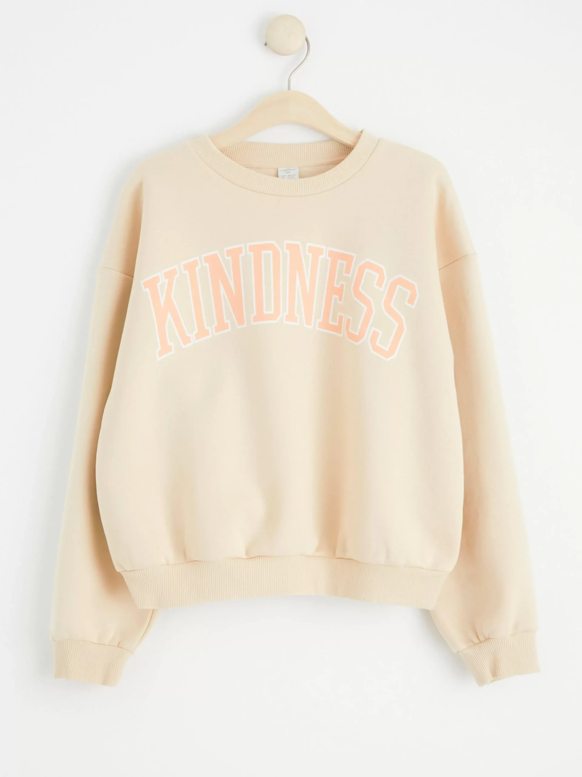 Tröjor & Cardigans>Lindex Sweatshirt Med Borstad Insida Och Tryck Light Beige