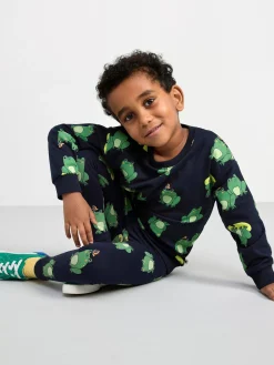 Tröjor & Cardigans>Lindex Sweatshirt Med Borstad Insida Och Grodor Dark Navy