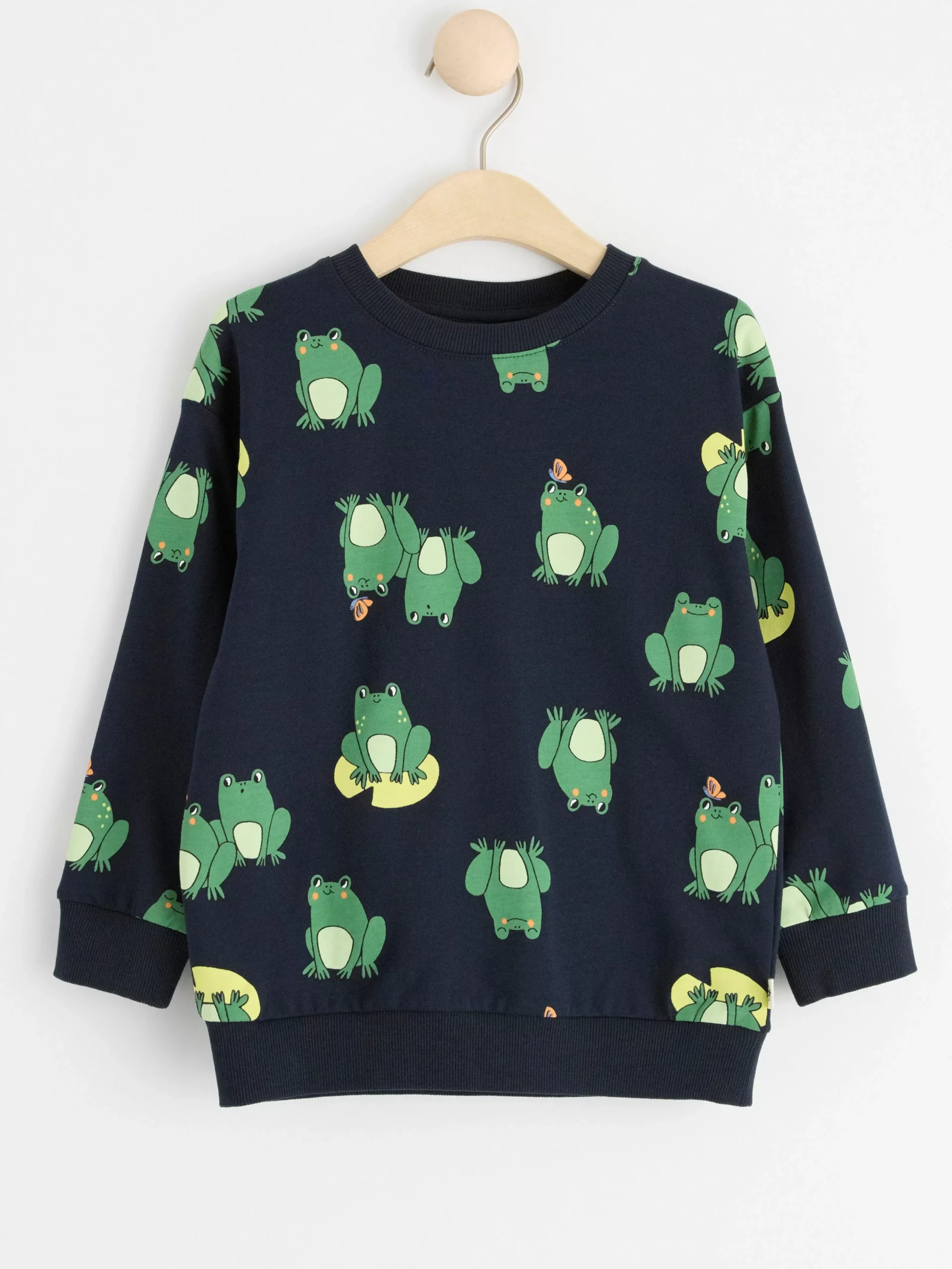 Tröjor & Cardigans>Lindex Sweatshirt Med Borstad Insida Och Grodor Dark Navy