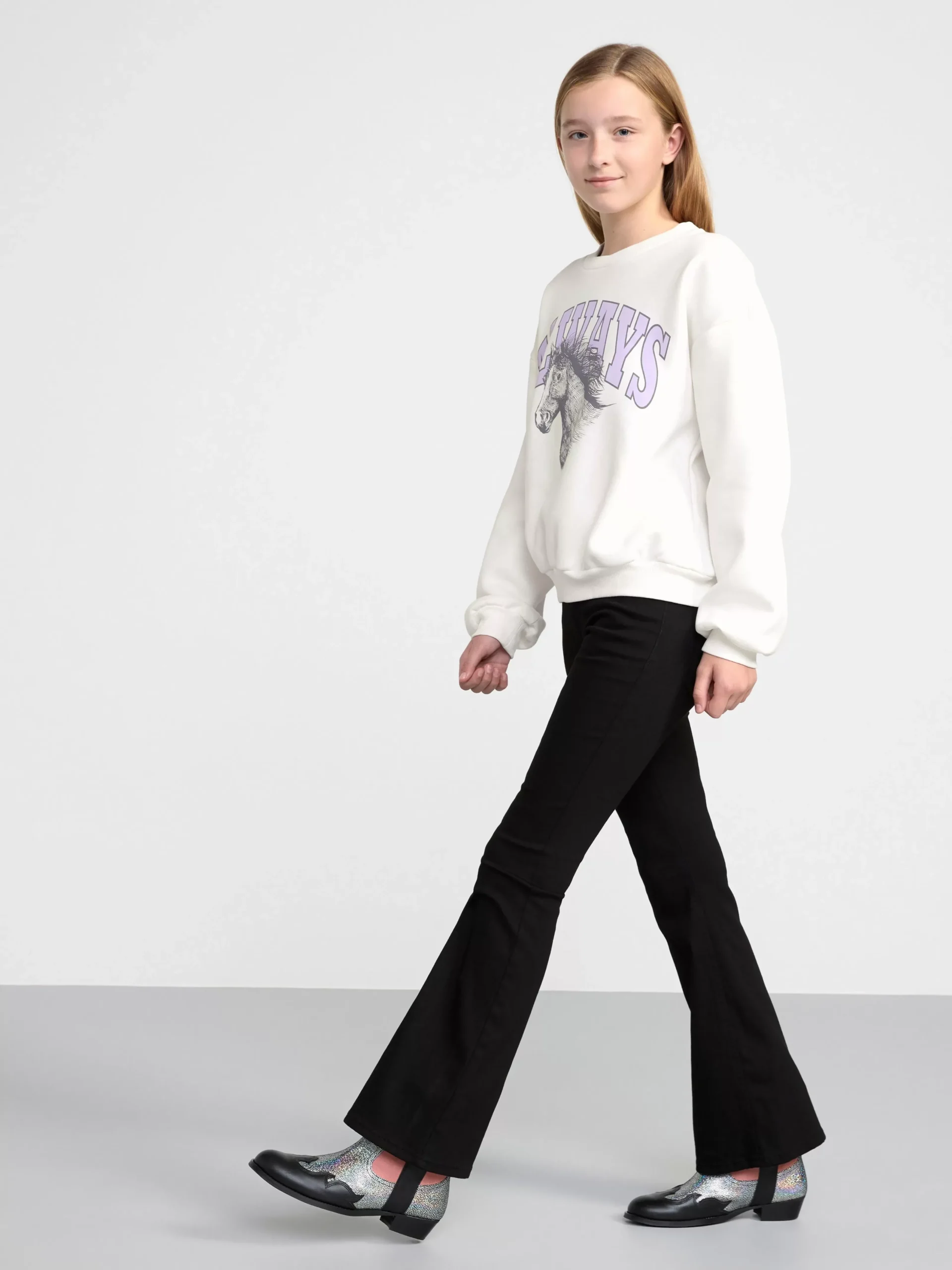 Tröjor & Cardigans>Lindex Sweatshirt Med Borstad Insida Light Dusty White