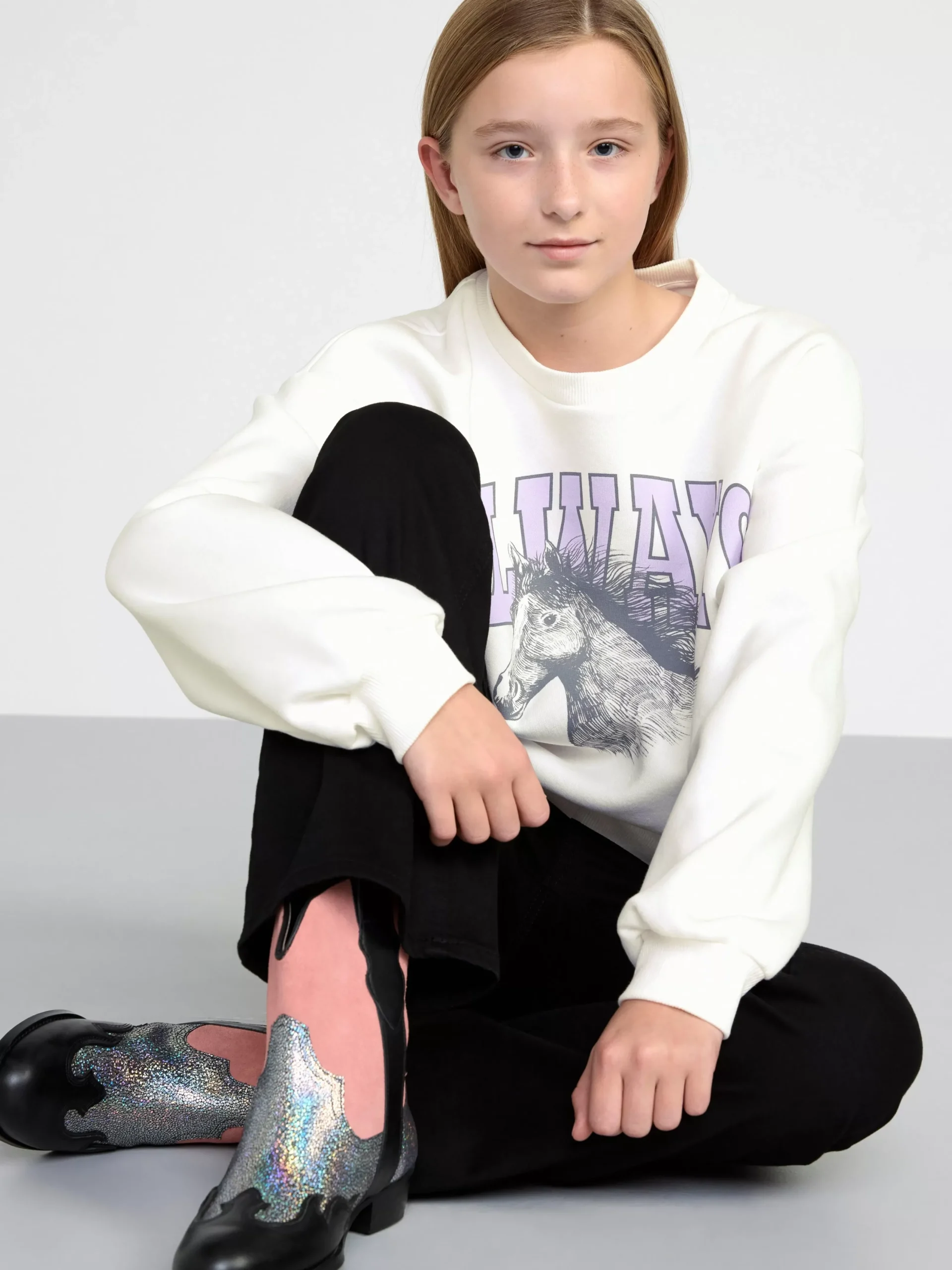 Tröjor & Cardigans>Lindex Sweatshirt Med Borstad Insida Light Dusty White
