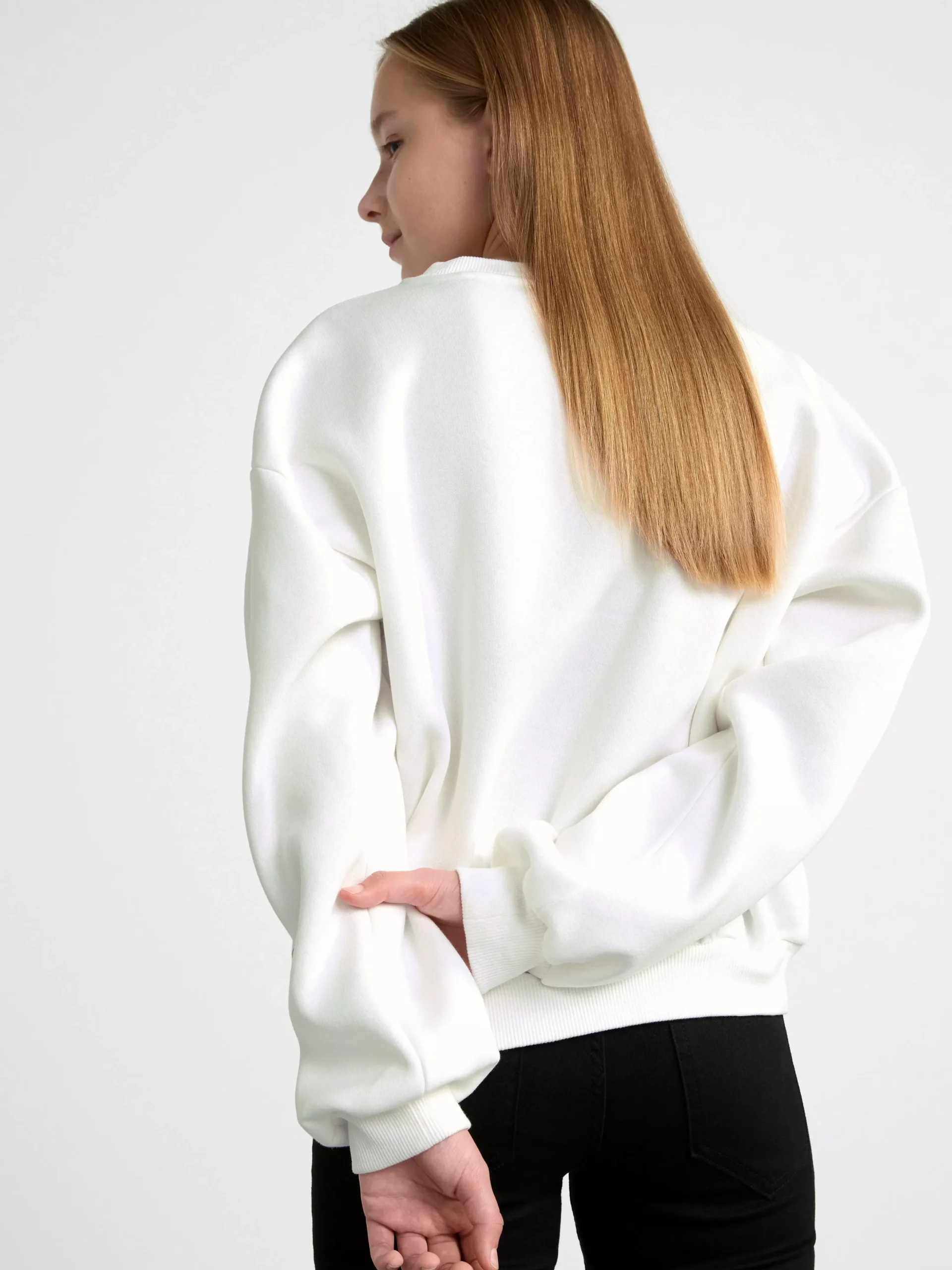 Tröjor & Cardigans>Lindex Sweatshirt Med Borstad Insida Light Dusty White