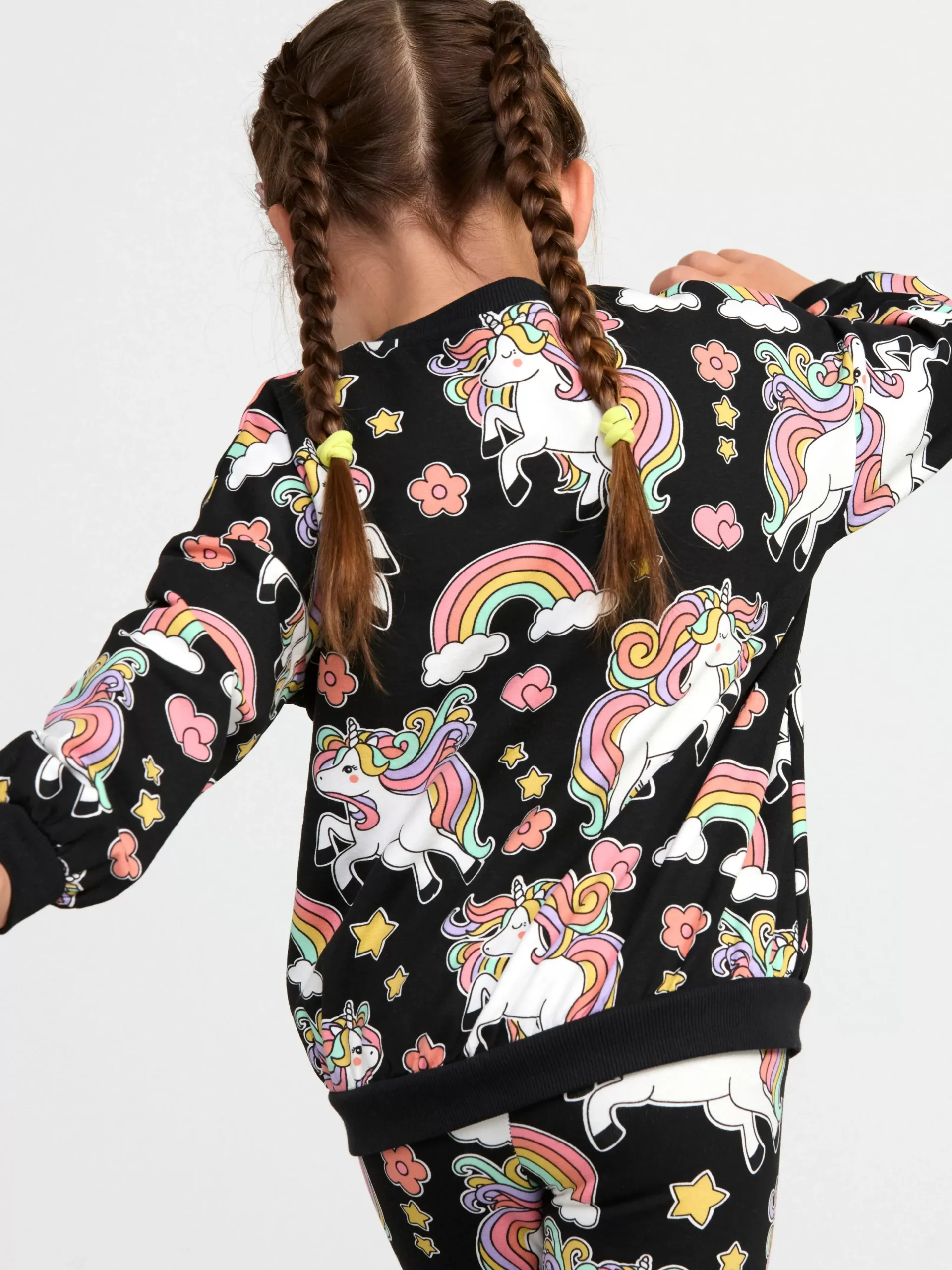 Tröjor & Cardigans>Lindex Sweatshirt Med Borstad Insida Och Enhorningar Black