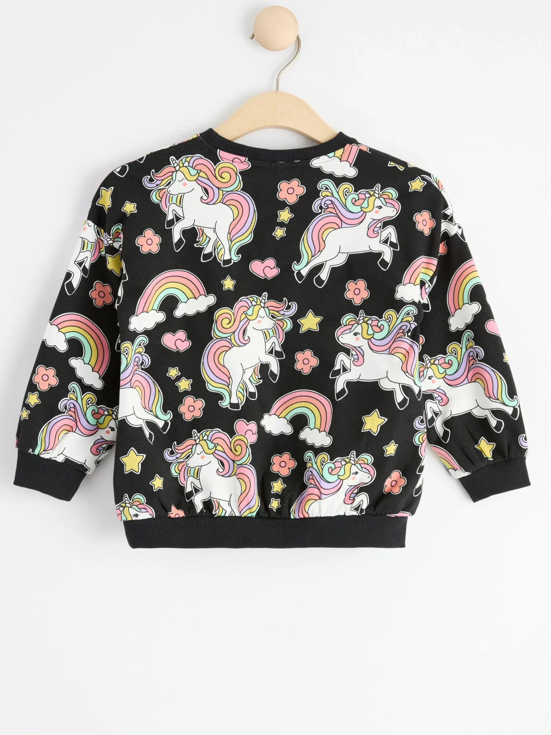 Tröjor & Cardigans>Lindex Sweatshirt Med Borstad Insida Och Enhorningar Black