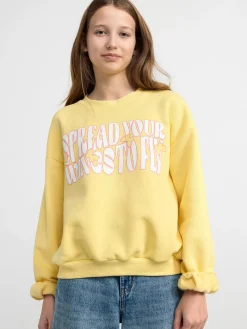 Tröjor & Cardigans>Lindex Sweatshirt Med Borstad Insida Och Tryck Light Yellow