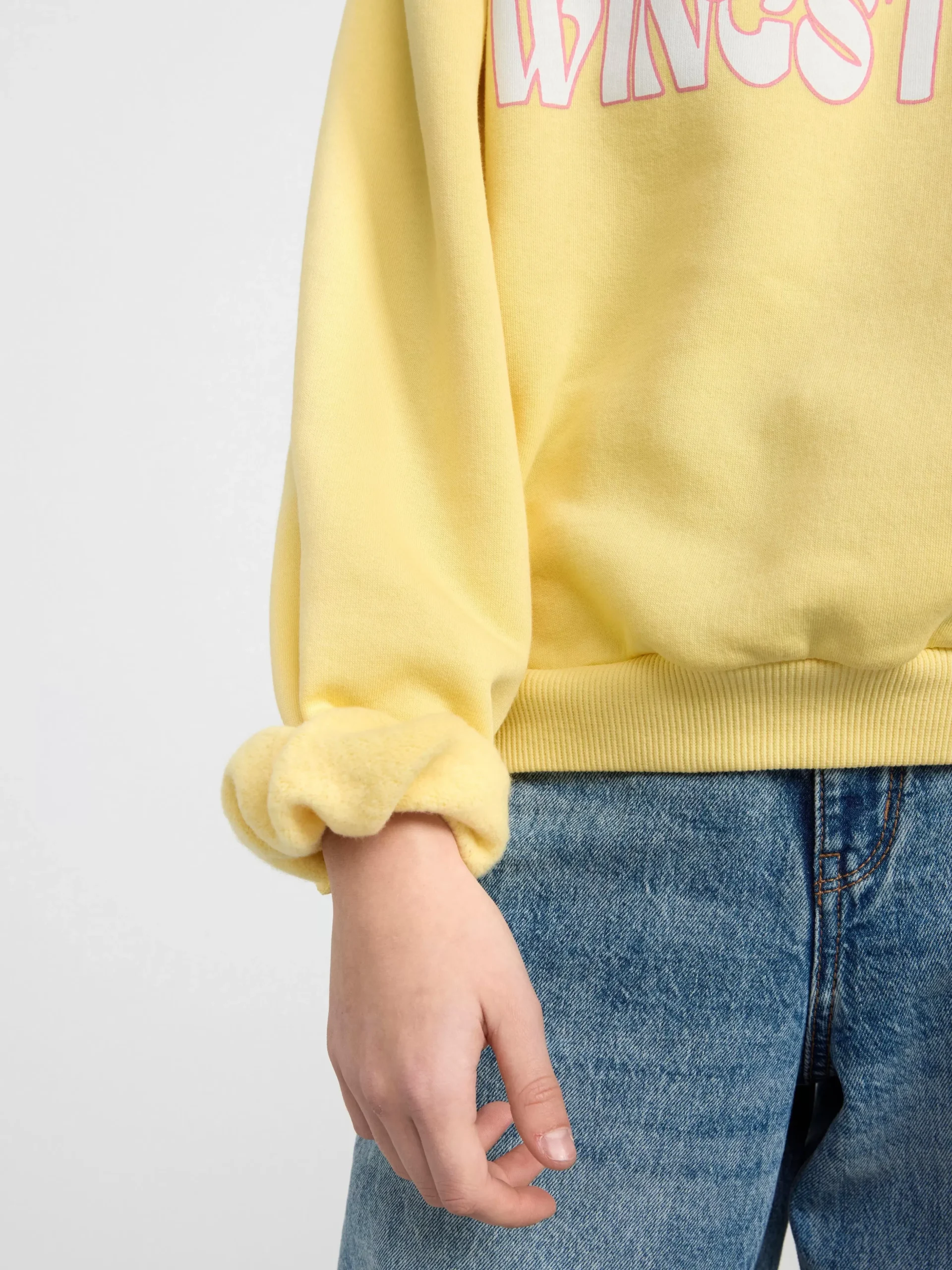 Tröjor & Cardigans>Lindex Sweatshirt Med Borstad Insida Och Tryck Light Yellow