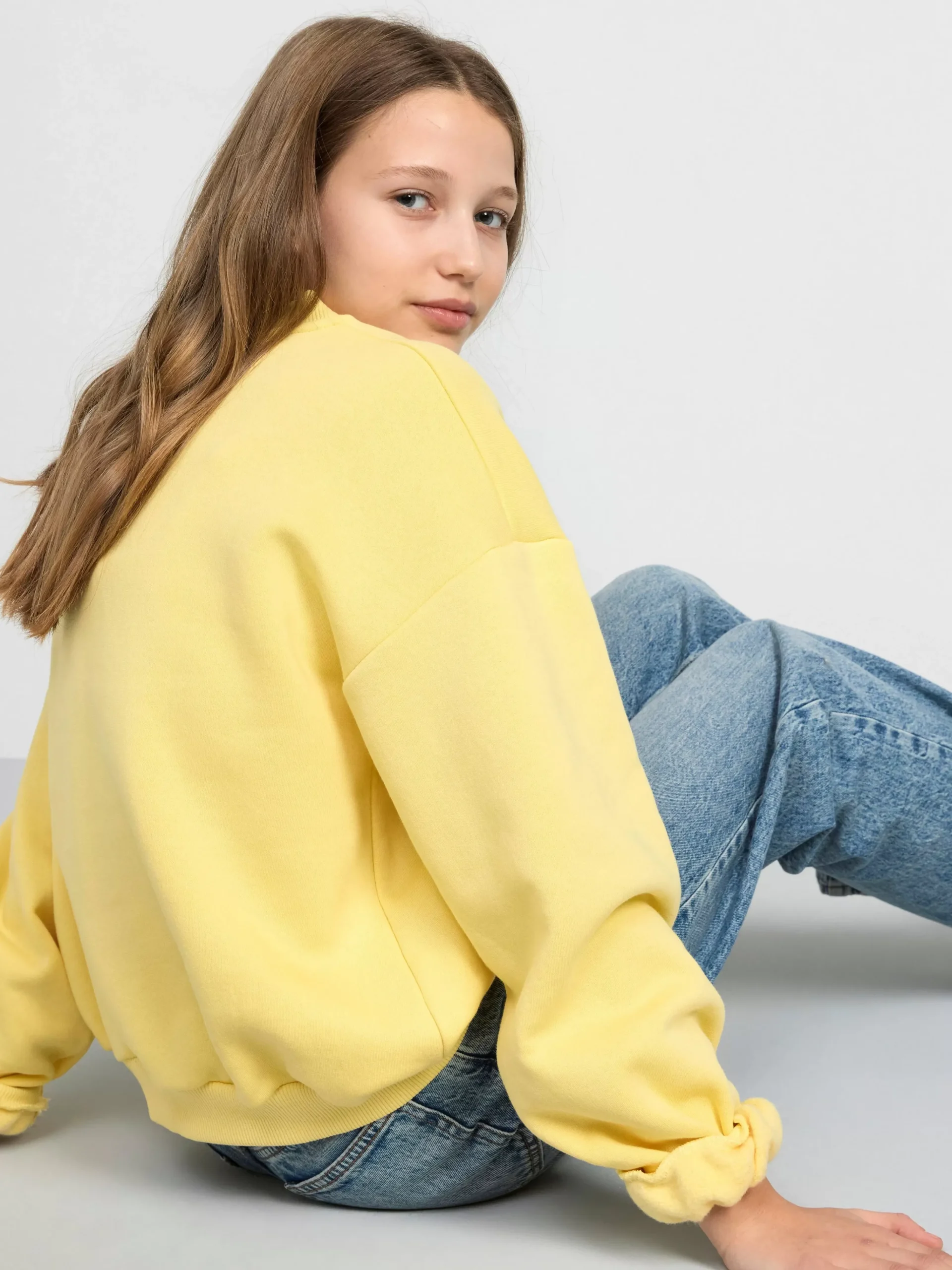 Tröjor & Cardigans>Lindex Sweatshirt Med Borstad Insida Och Tryck Light Yellow