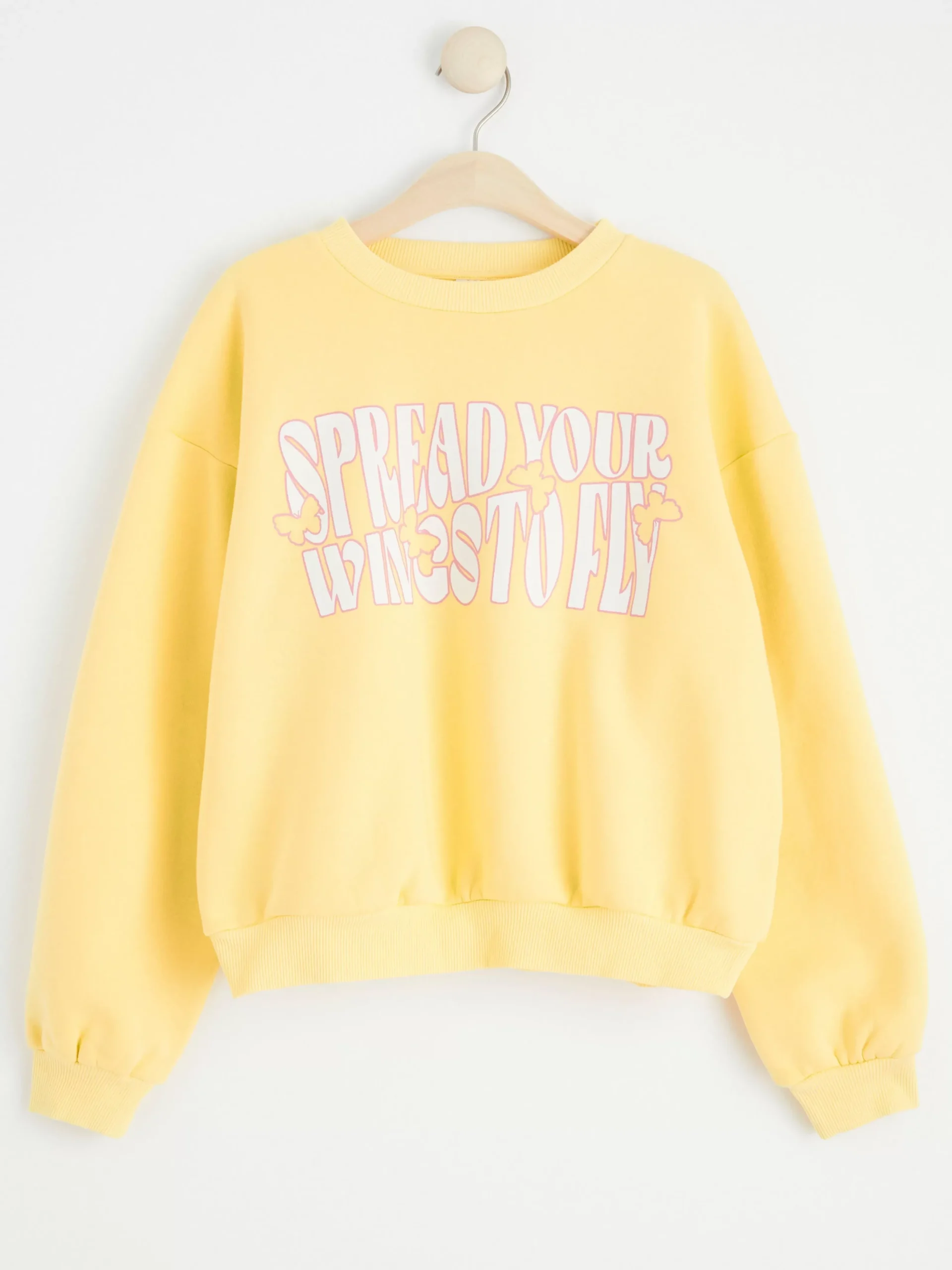 Tröjor & Cardigans>Lindex Sweatshirt Med Borstad Insida Och Tryck Light Yellow