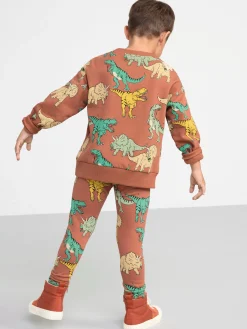 Tröjor & Cardigans>Lindex Sweatshirt Med Dinosaurier Och Borstad Insida Dark Dusty Pink