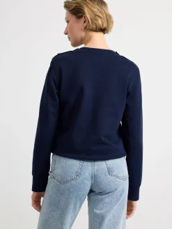 Tröjor & Cardigans>Lindex Sweatshirt Med Guldfargade Detaljer Navy