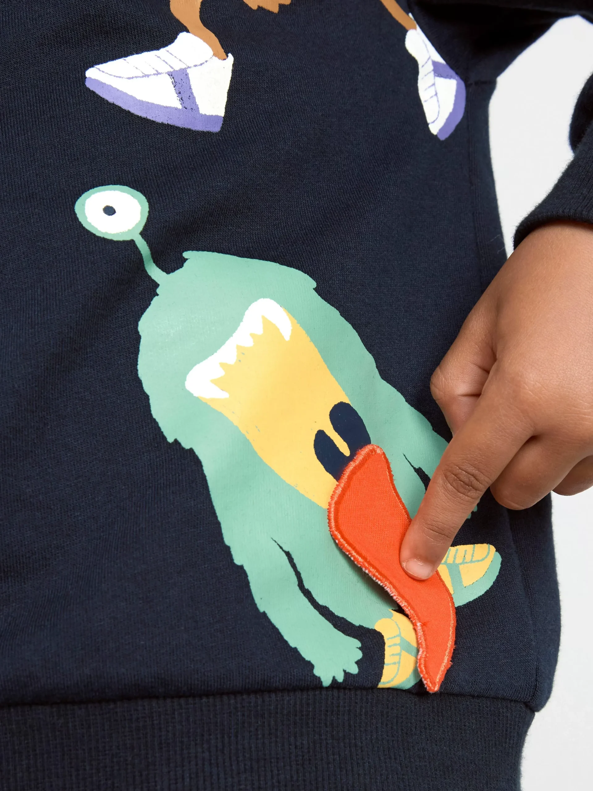 Tröjor & Cardigans>Lindex Sweatshirt Med Monster Och Borstad Insida Dark Navy