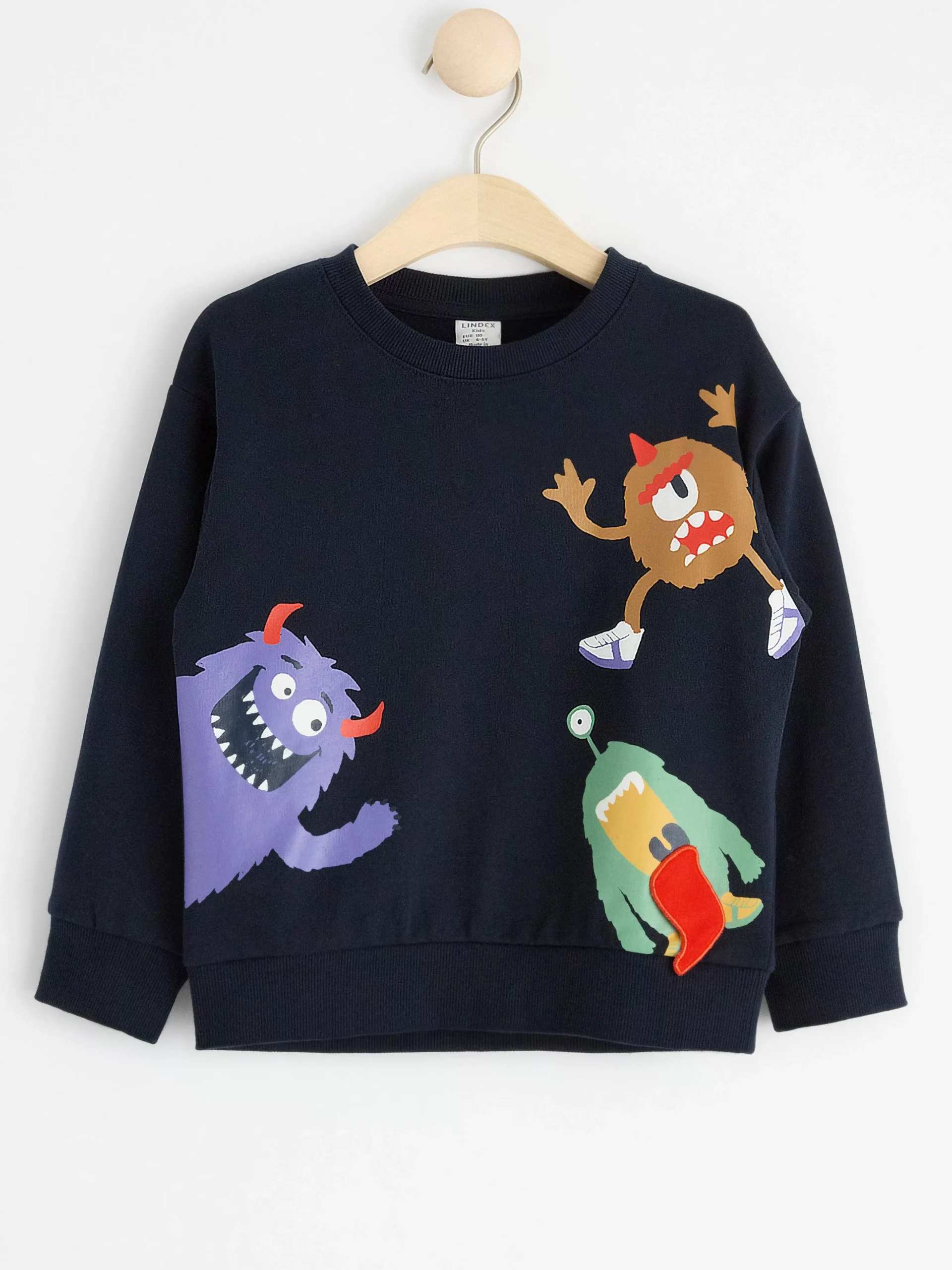 Tröjor & Cardigans>Lindex Sweatshirt Med Monster Och Borstad Insida Dark Navy