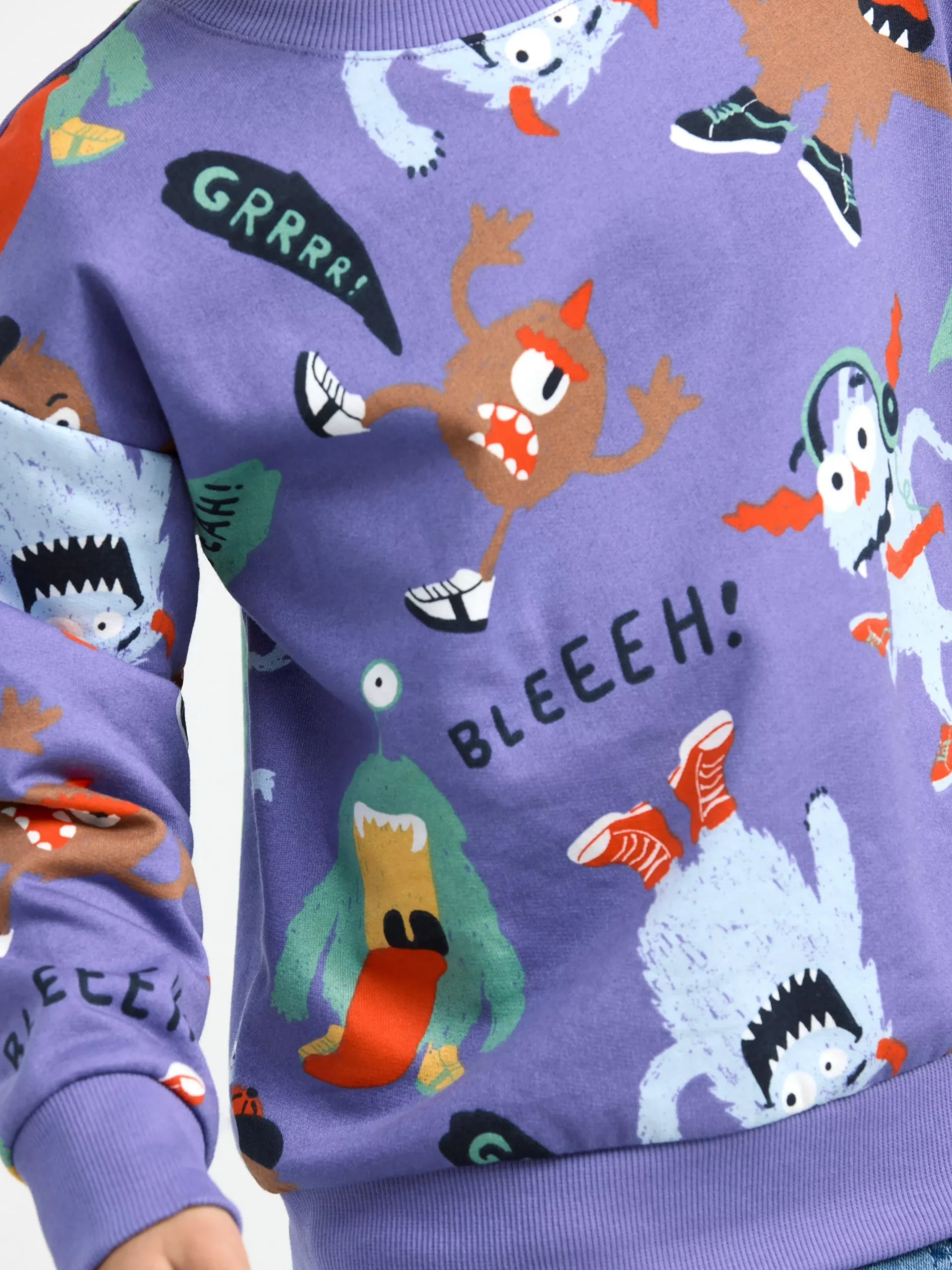 Tröjor & Cardigans>Lindex Sweatshirt Med Monster Och Borstad Insida Dk Lilac