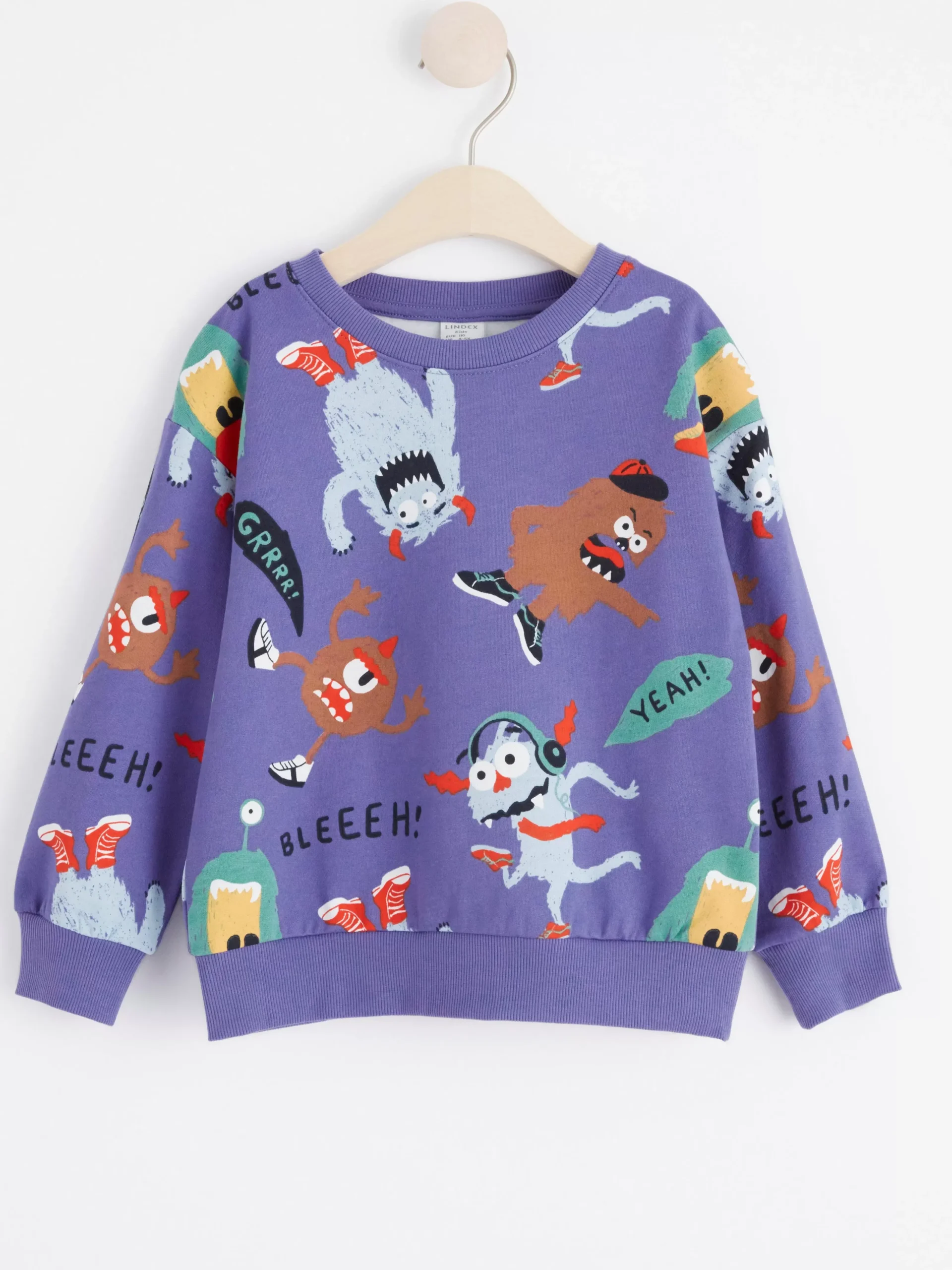 Tröjor & Cardigans>Lindex Sweatshirt Med Monster Och Borstad Insida Dk Lilac