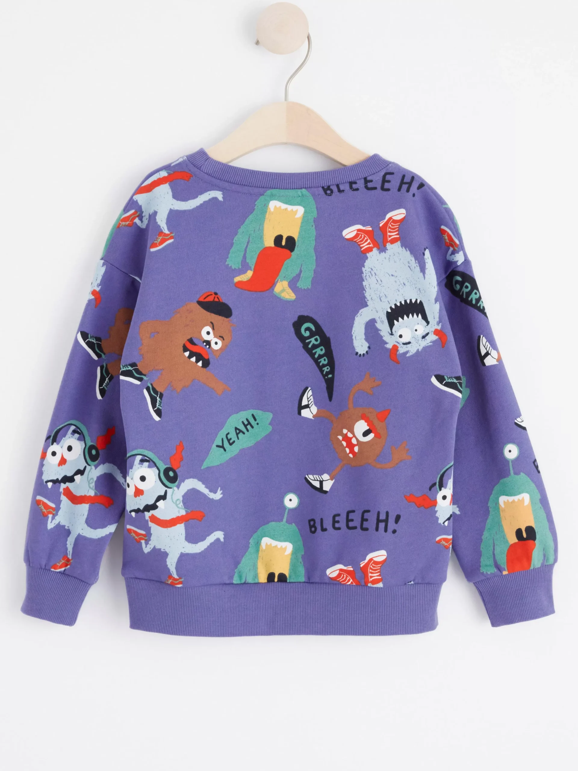 Tröjor & Cardigans>Lindex Sweatshirt Med Monster Och Borstad Insida Dk Lilac