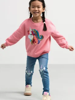 Tröjor & Cardigans>Lindex Sweatshirt Med Vandbara Paljetter Och Borstad Insida Pink