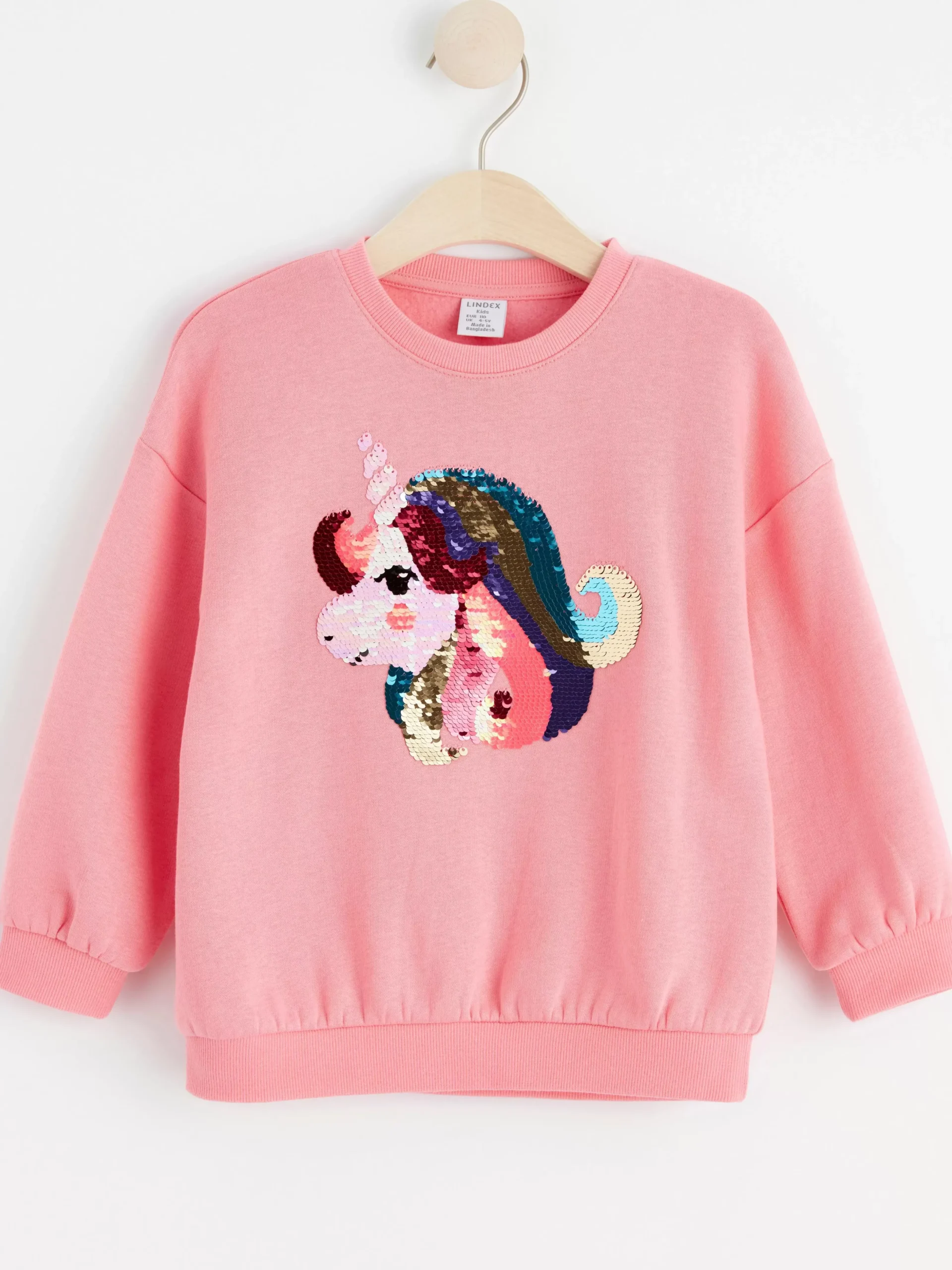 Tröjor & Cardigans>Lindex Sweatshirt Med Vandbara Paljetter Och Borstad Insida Pink