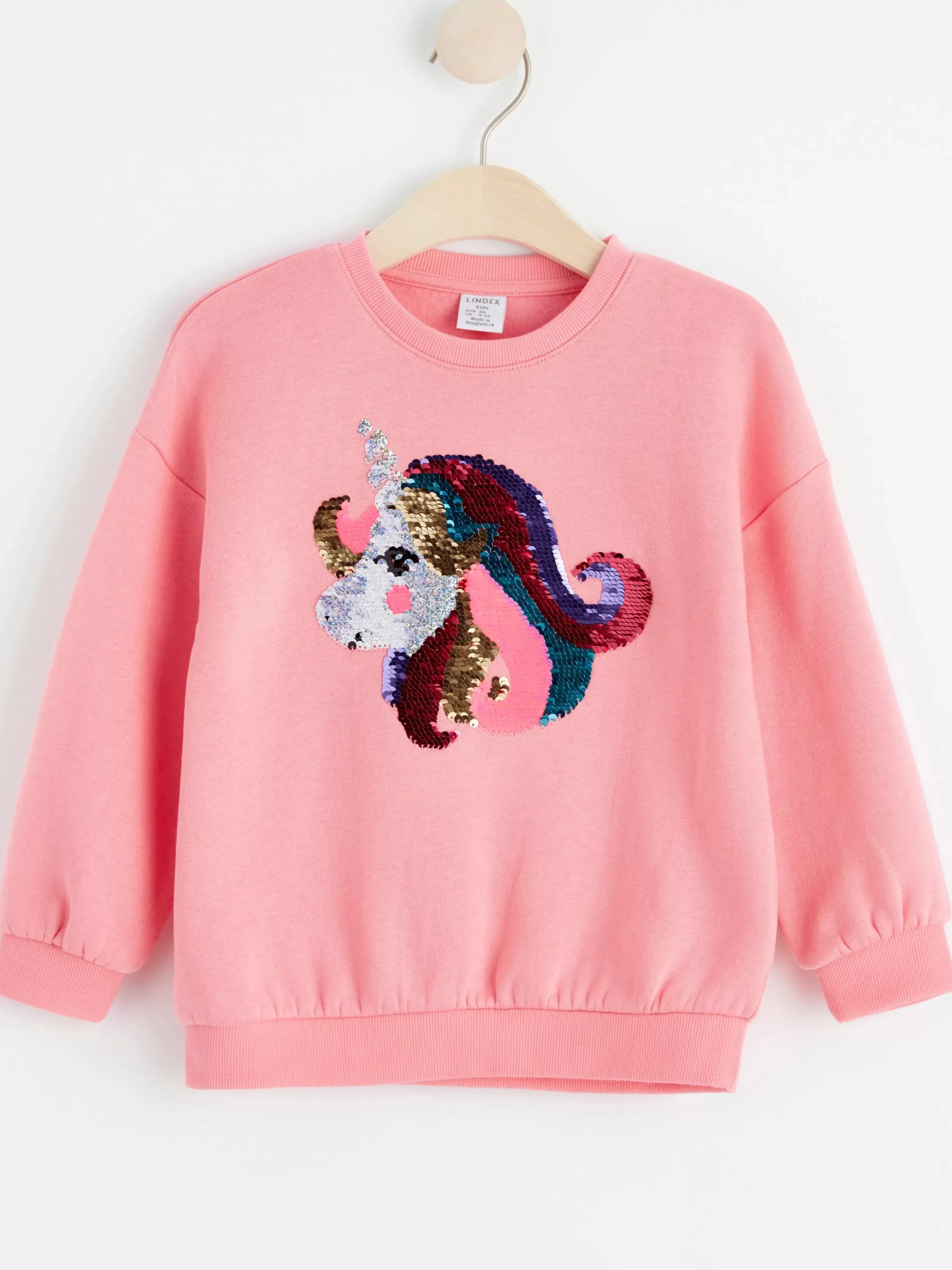 Tröjor & Cardigans>Lindex Sweatshirt Med Vandbara Paljetter Och Borstad Insida Pink