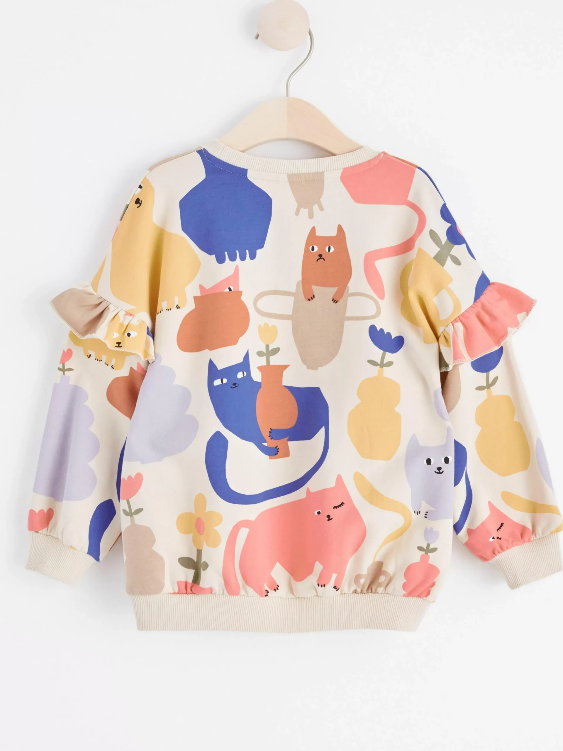 Tröjor & Cardigans>Lindex Sweatshirt Med Volang Och Borstad Insida Light Beige