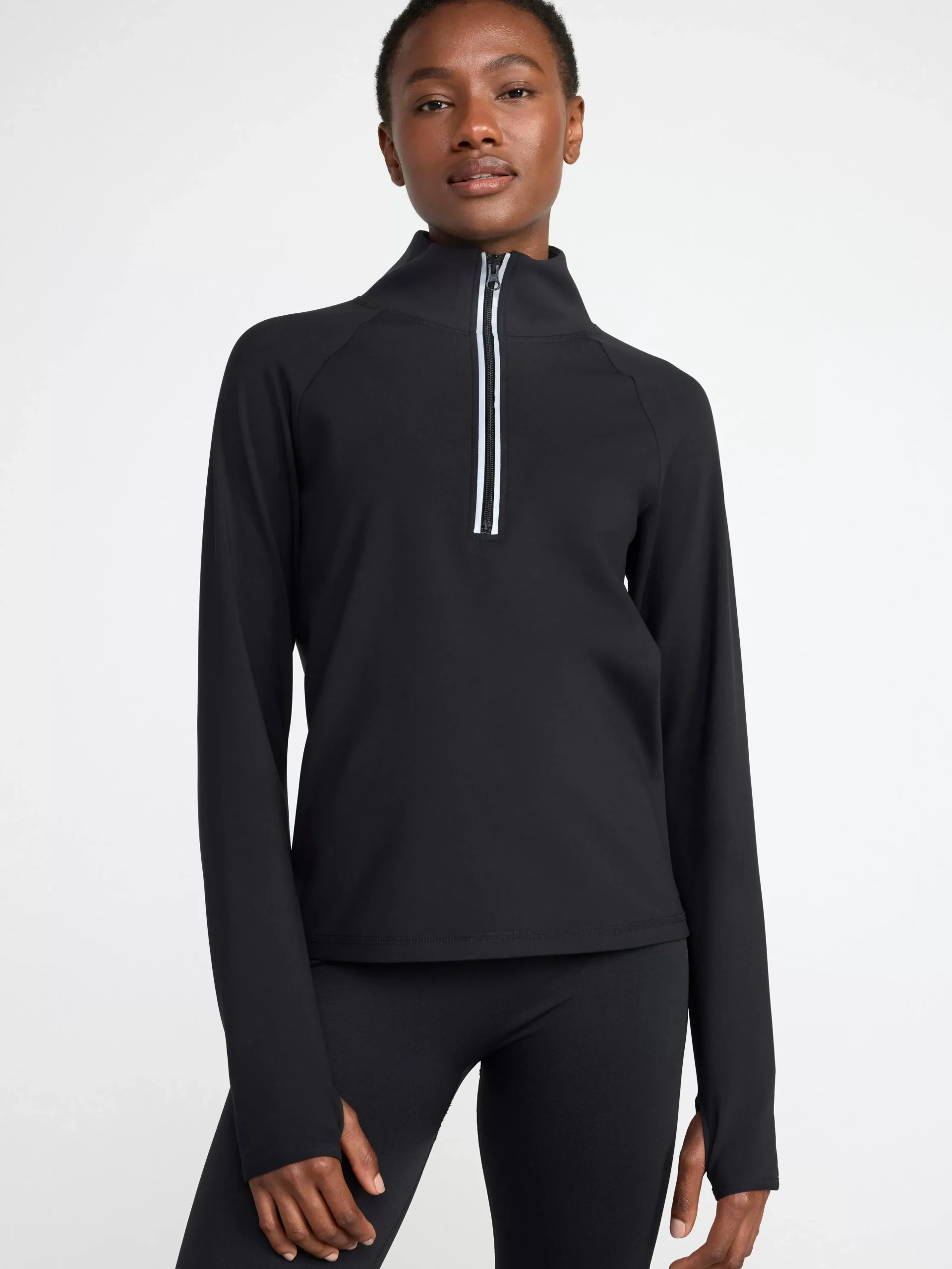 Träningskläder>Lindex Thermolite® Langarmad Traningstopp Med Dragkedja Black