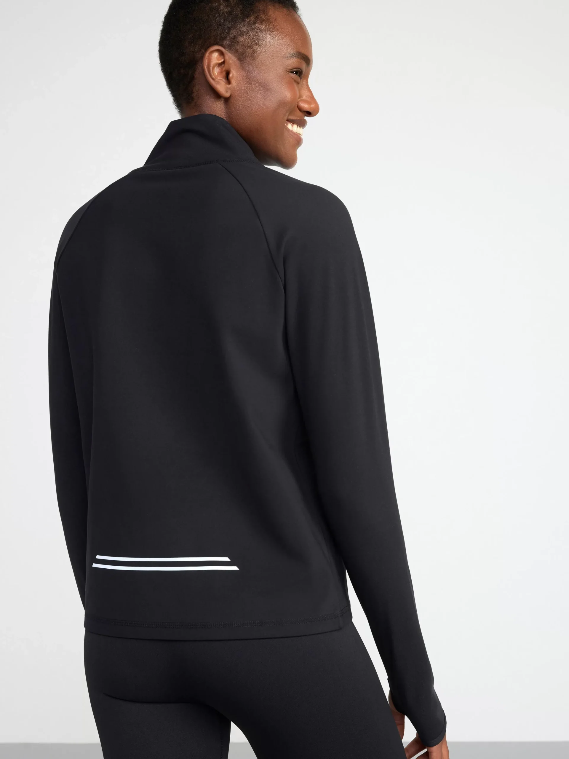Träningskläder>Lindex Thermolite® Langarmad Traningstopp Med Dragkedja Black