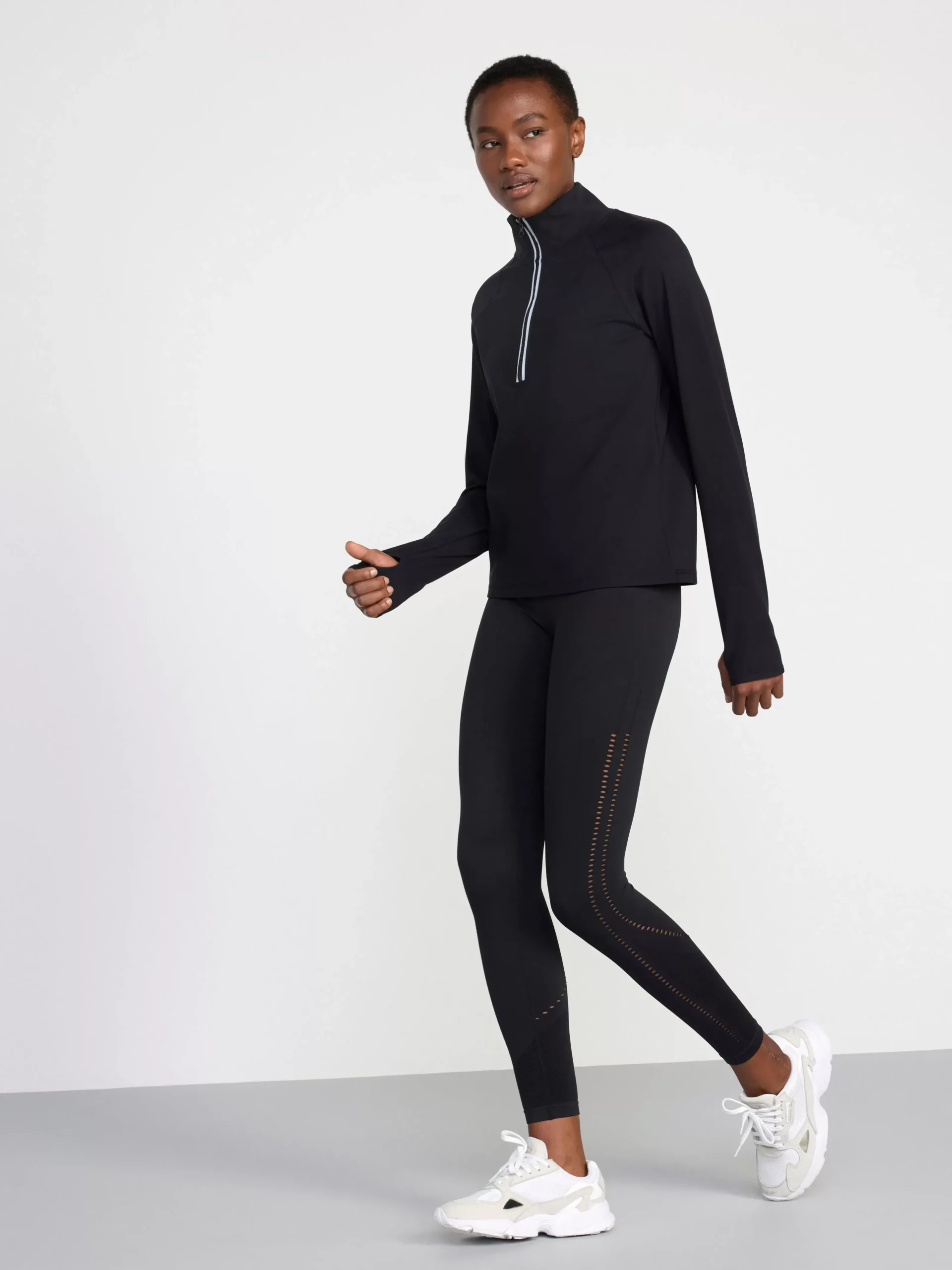 Träningskläder>Lindex Thermolite® Langarmad Traningstopp Med Dragkedja Black