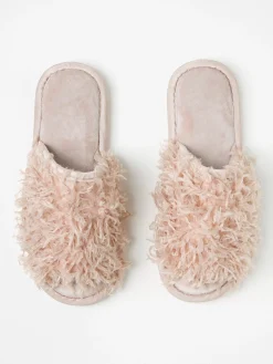 Tofflor>Lindex Tofflor Med Fuskfjadrar Light Dusty Pink