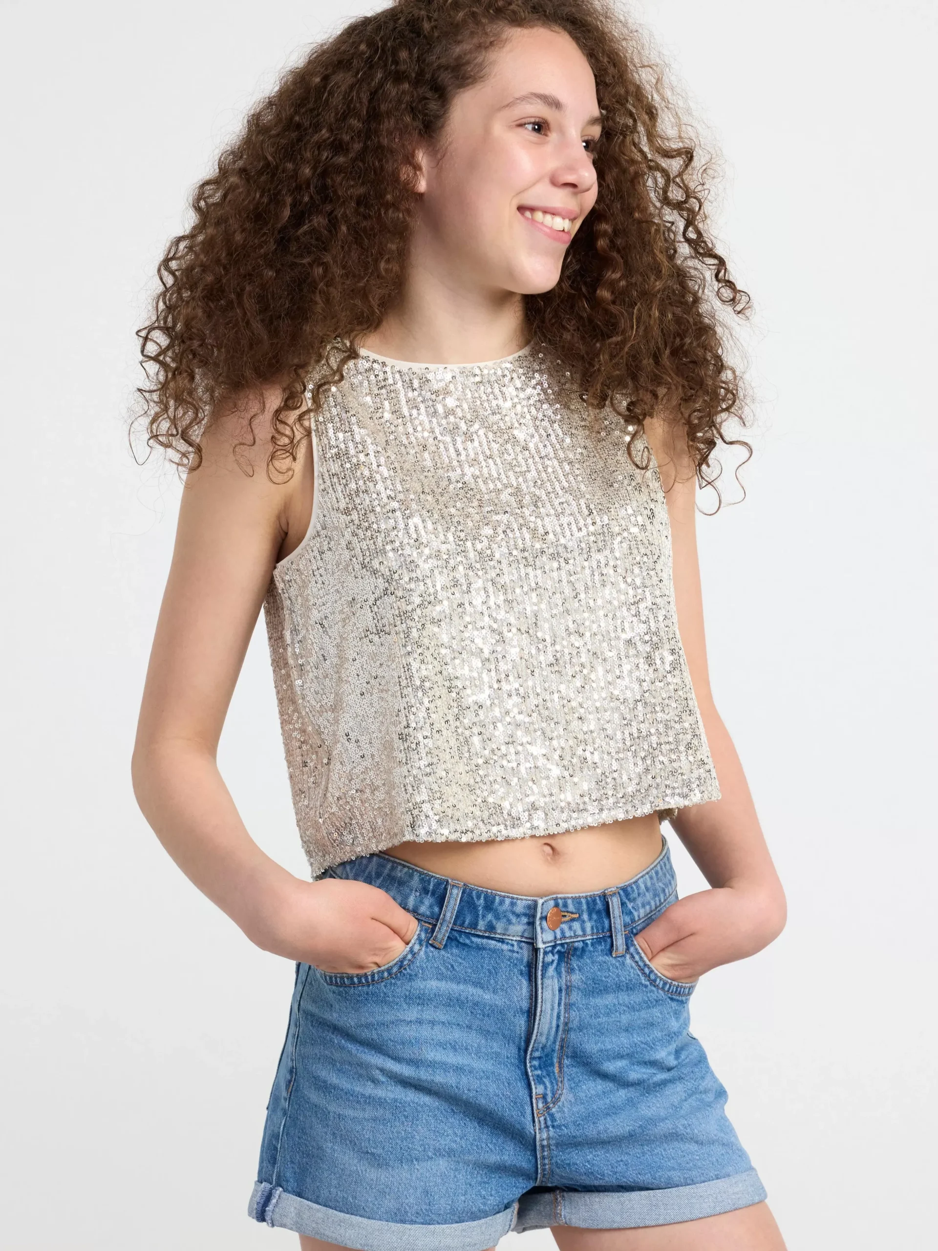 Toppar & T-Shirts>Lindex Topp Med Paljetter Silver