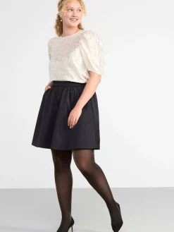 Blusar & Skjortor>Lindex Topp Med Puffarm Och Glitter Off White