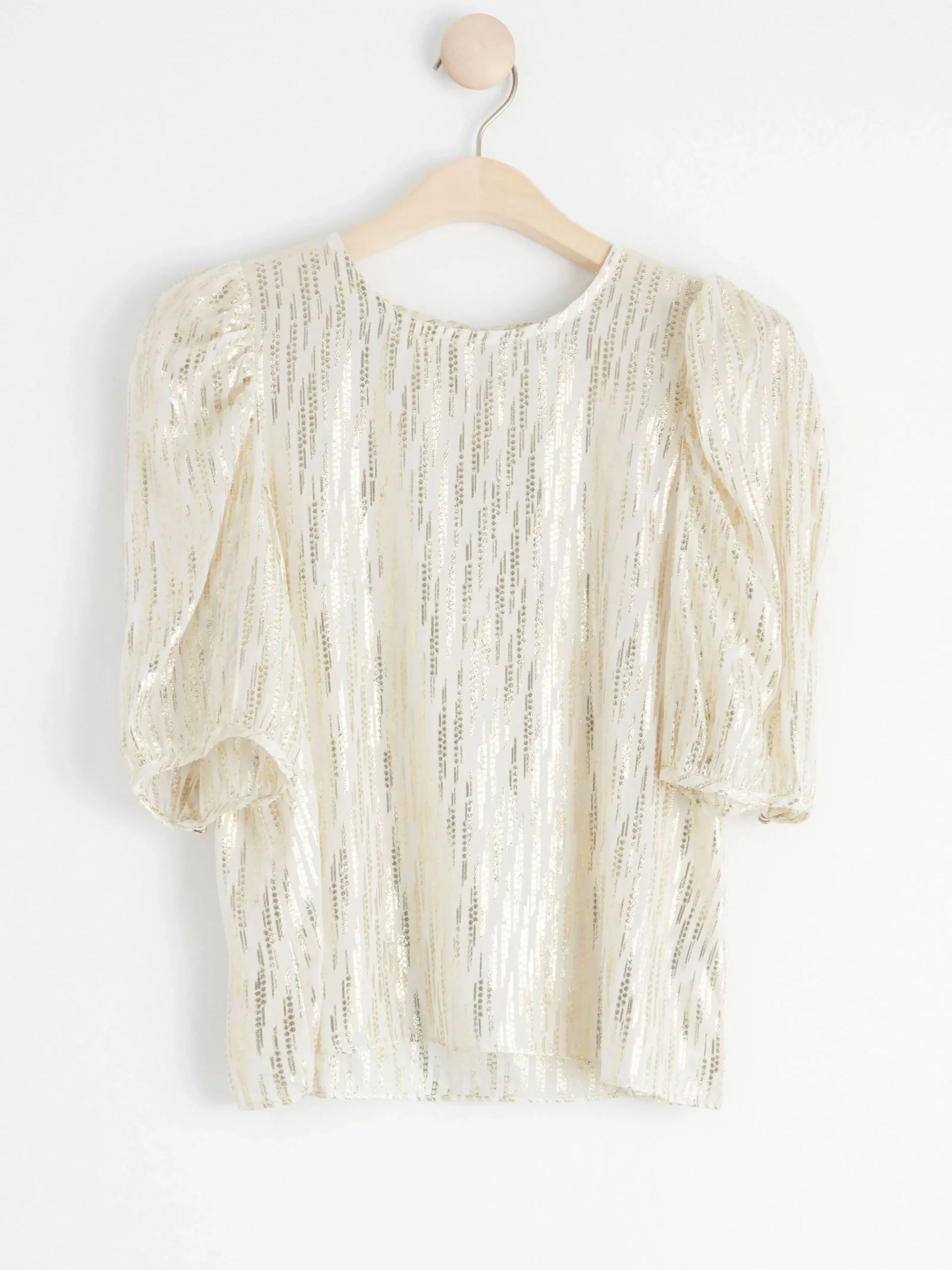 Blusar & Skjortor>Lindex Topp Med Puffarm Och Glitter Off White