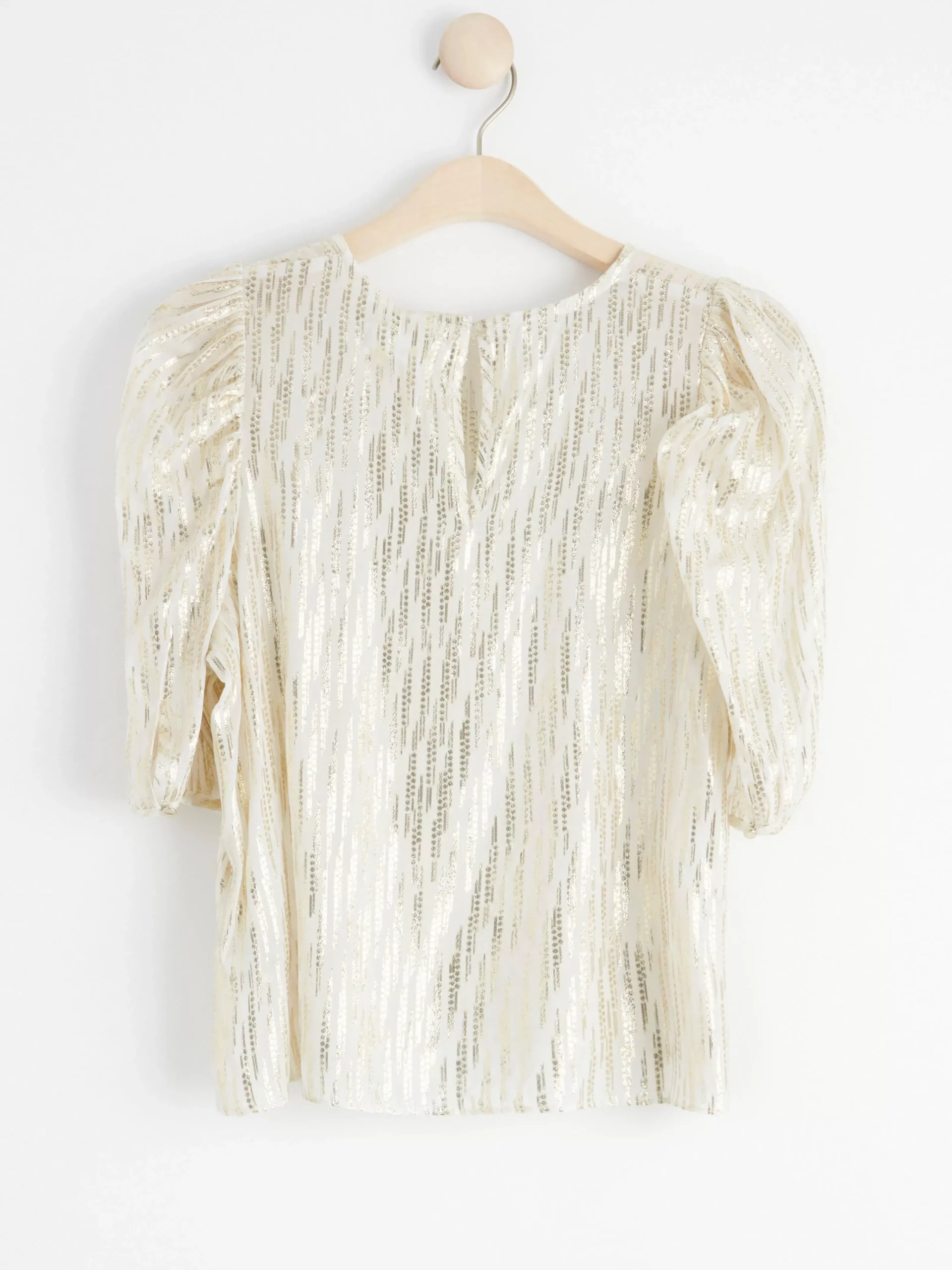 Blusar & Skjortor>Lindex Topp Med Puffarm Och Glitter Off White