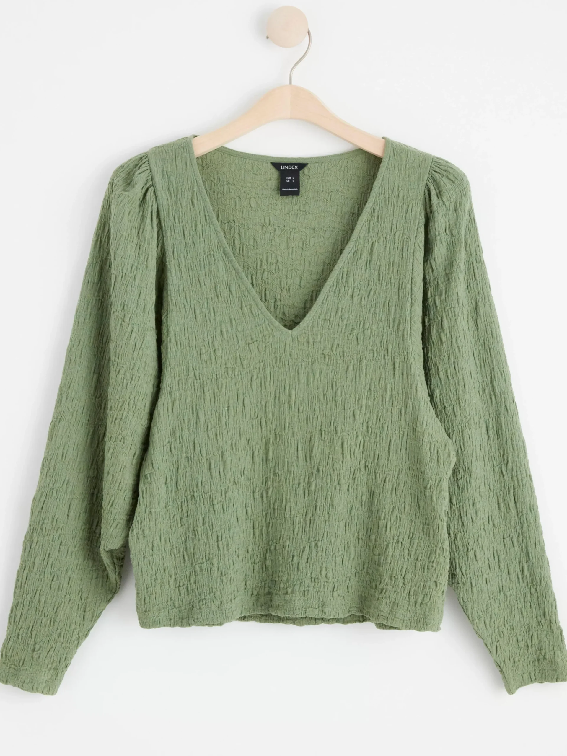 Toppar & T-Shirts>Lindex Topp Med Puffarm Och Struktur Light Khaki