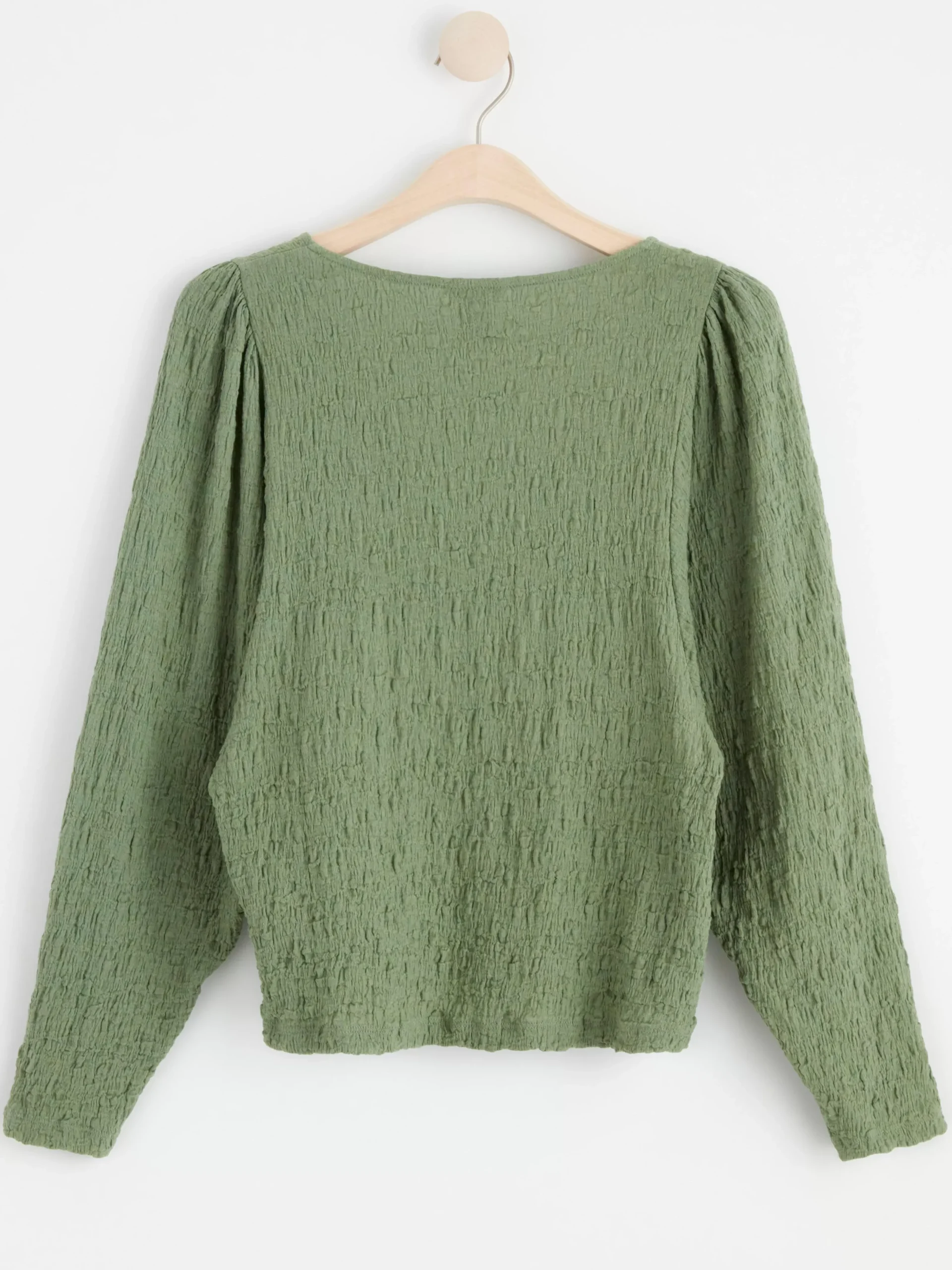 Toppar & T-Shirts>Lindex Topp Med Puffarm Och Struktur Light Khaki
