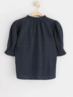 Toppar & T-Shirts>Lindex Topp Med Puffarm Och Struktur Navy