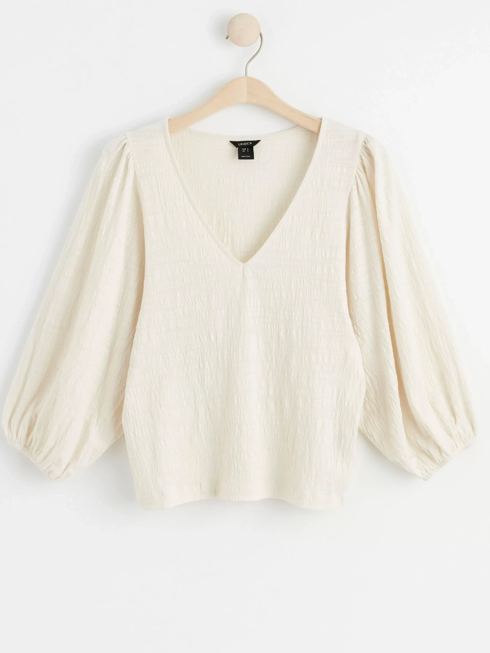 Toppar & T-Shirts>Lindex Topp Med Puffarm Och Struktur Off White