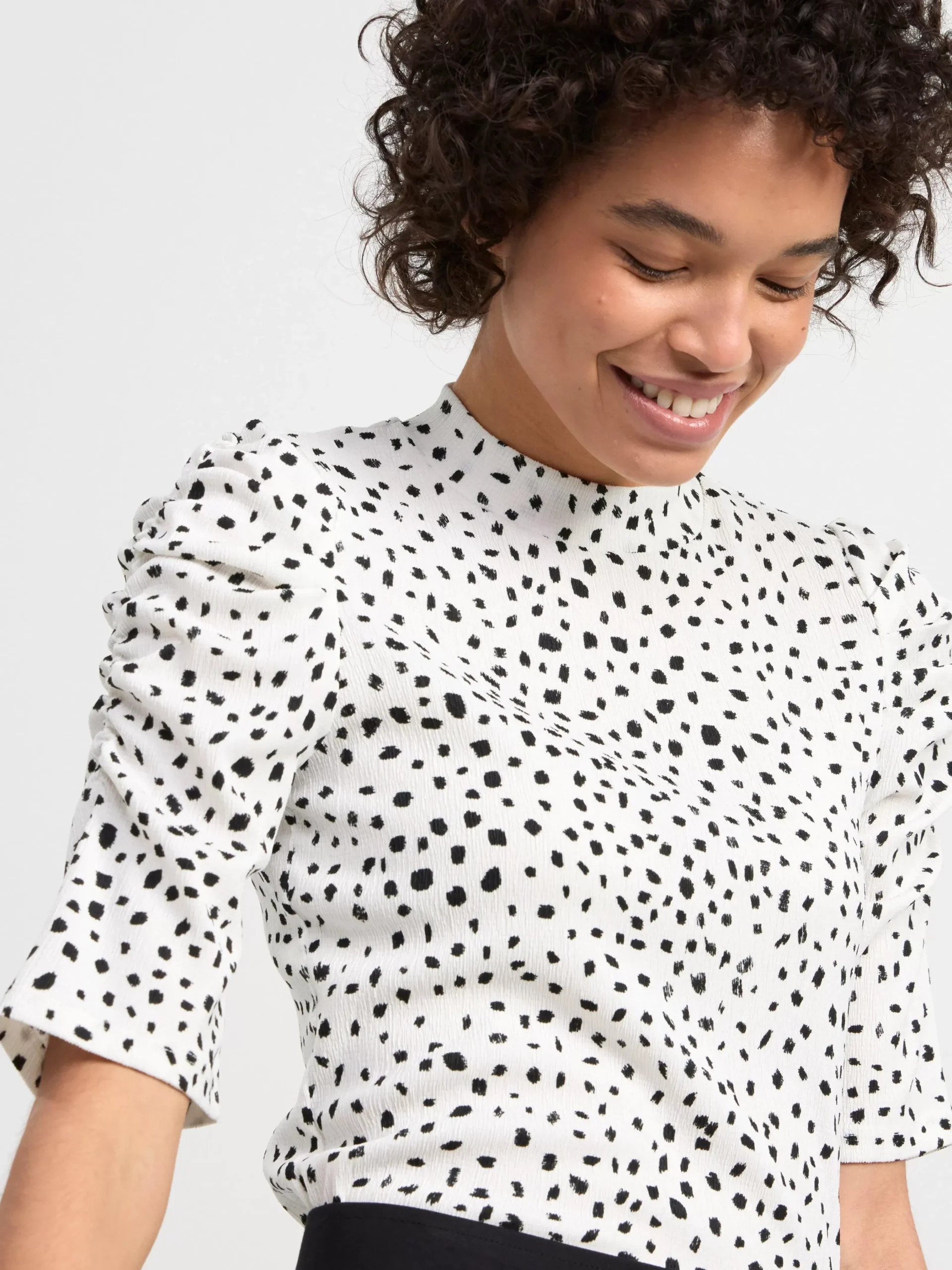 Toppar & T-Shirts>Lindex Topp Med Puffarm Och Struktur Light White