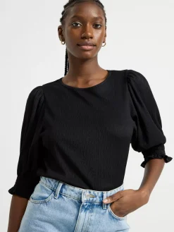 Toppar & T-Shirts>Lindex Topp Med Puffarm Och Struktur Black