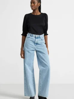 Toppar & T-Shirts>Lindex Topp Med Puffarm Och Struktur Black