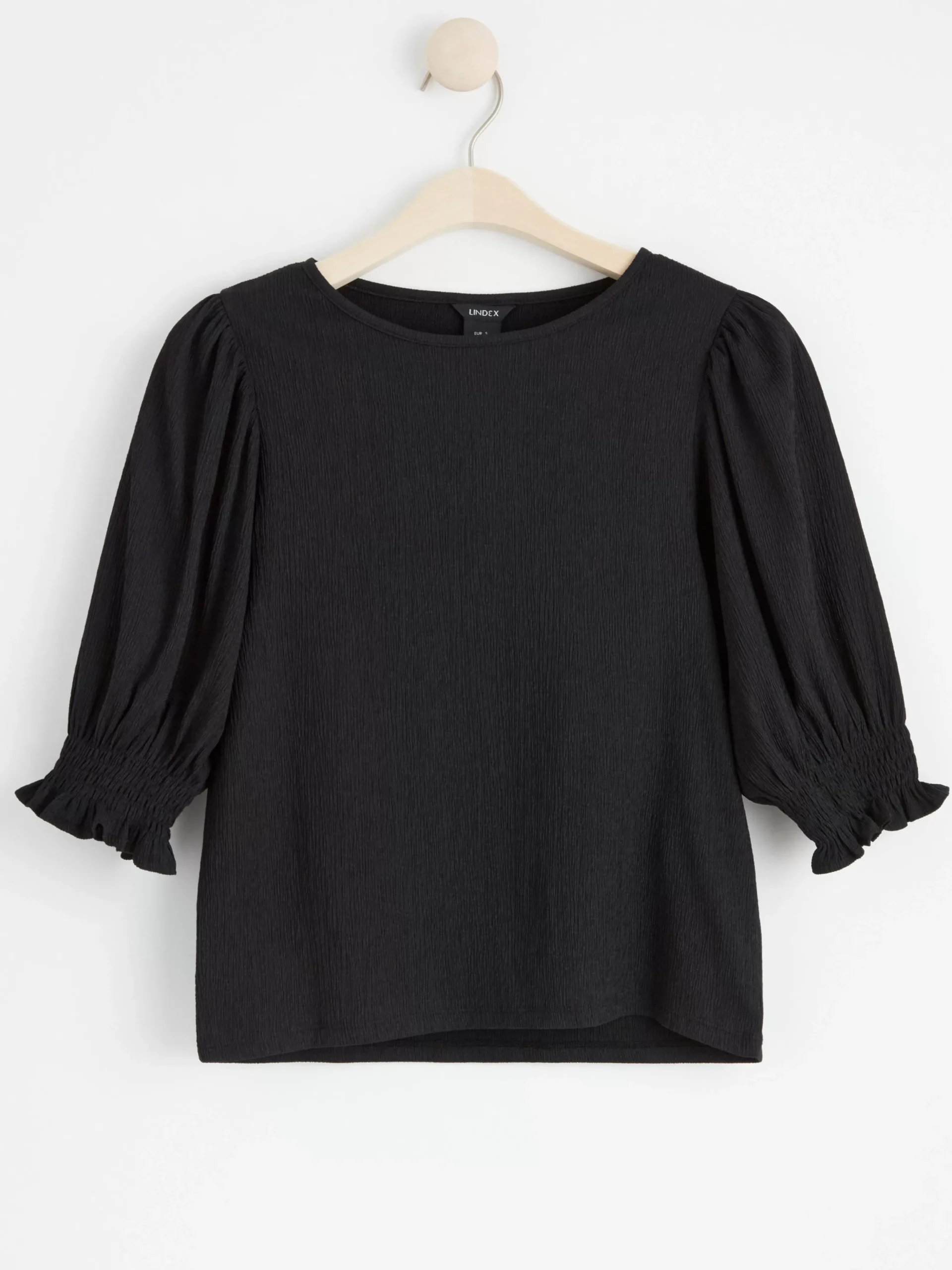 Toppar & T-Shirts>Lindex Topp Med Puffarm Och Struktur Black